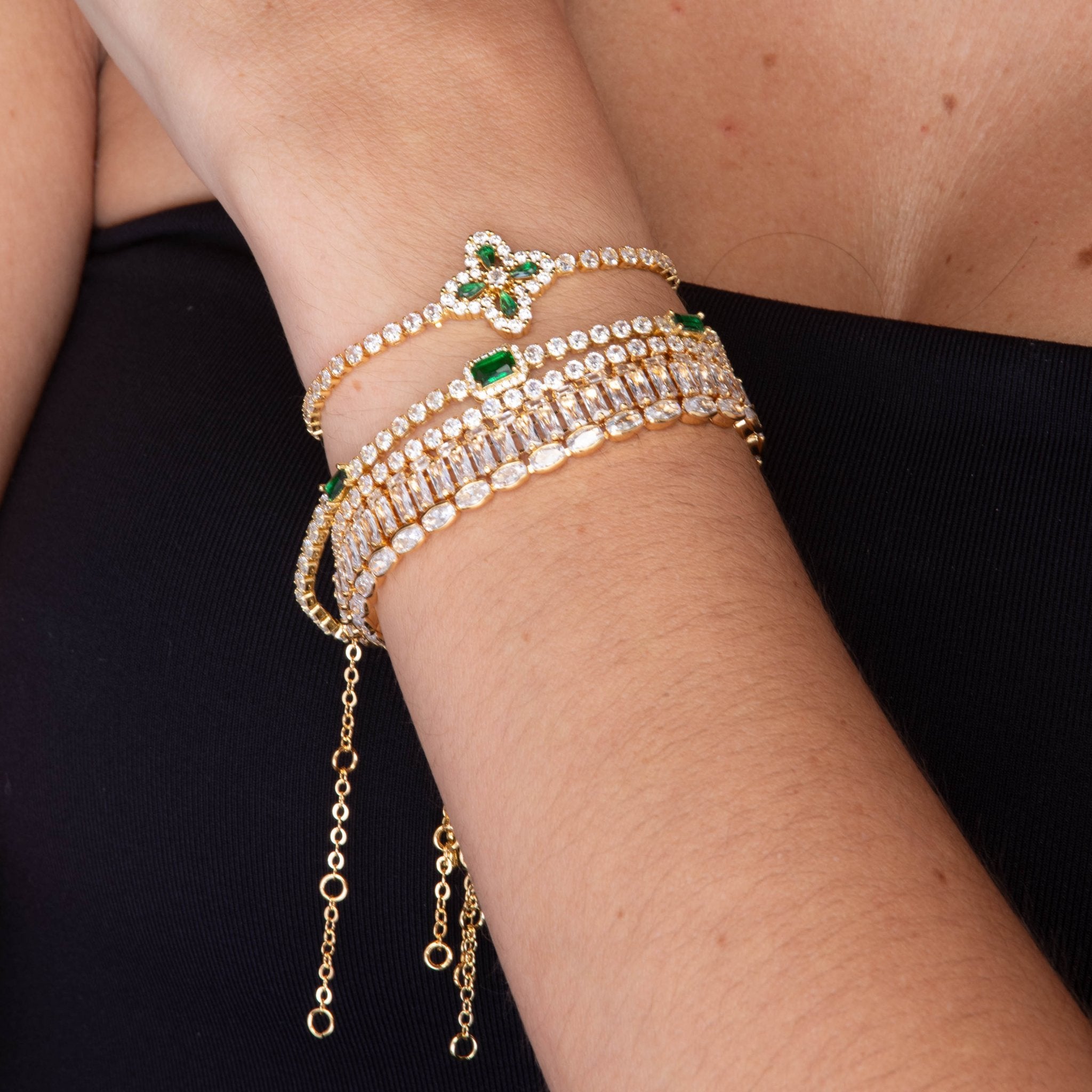 Clover Emerald Tennis Bracelet - Camile & Stone