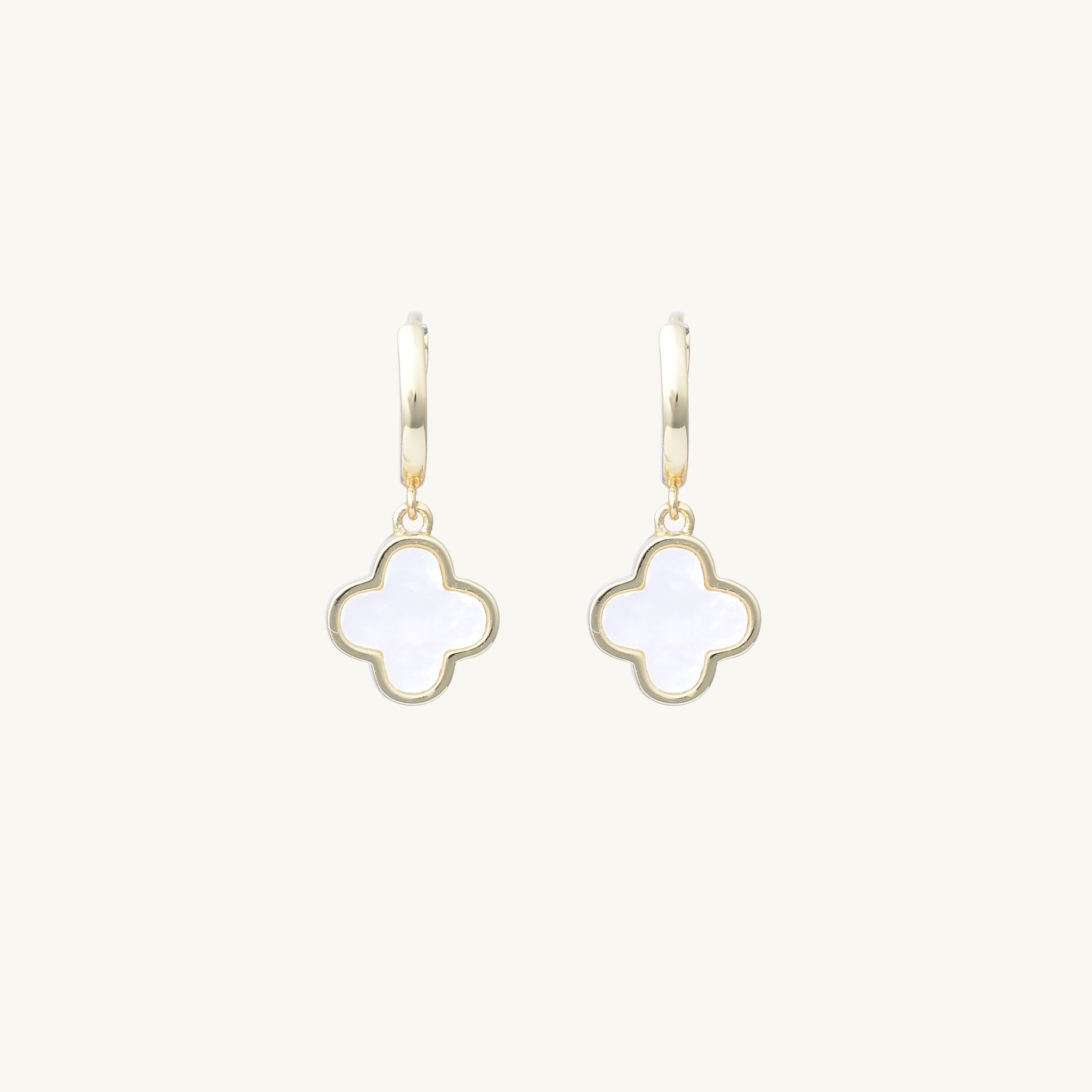 Clover Mother Of Pearl Huggie Earrings - Camile & Stone