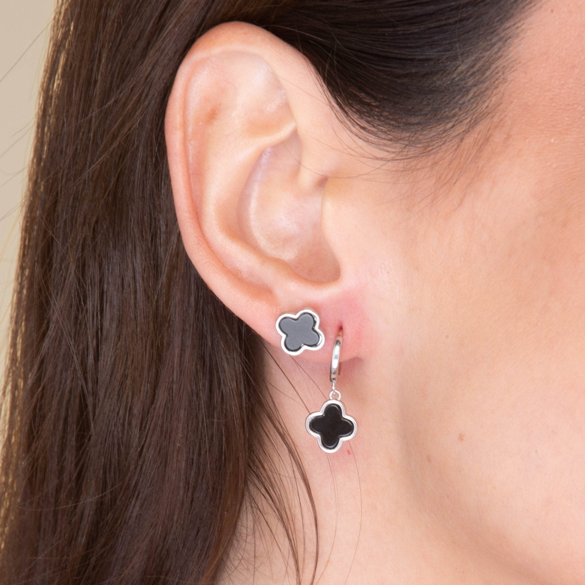 Clover Onyx Stud Earrings - Camile & Stone