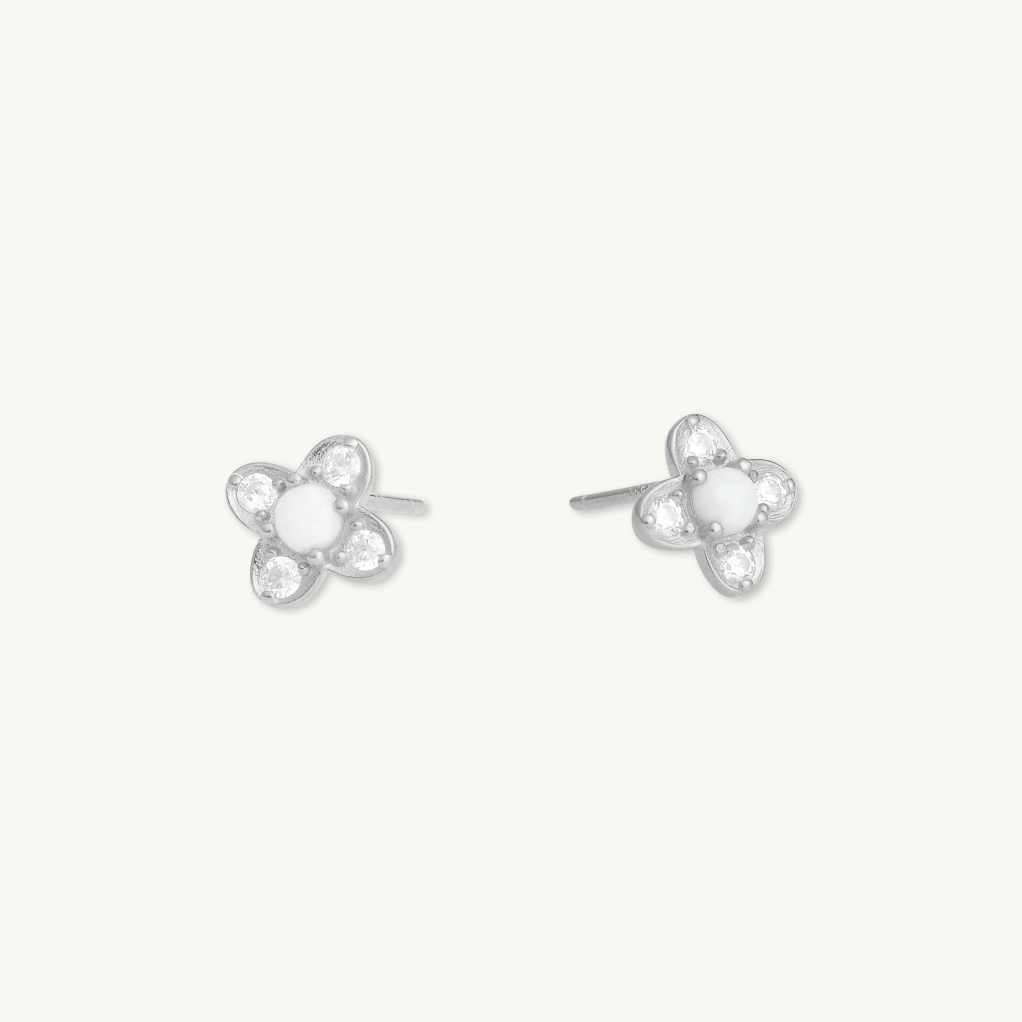 Clover Opal Zirconia Stud Earrings - Camile & Stone