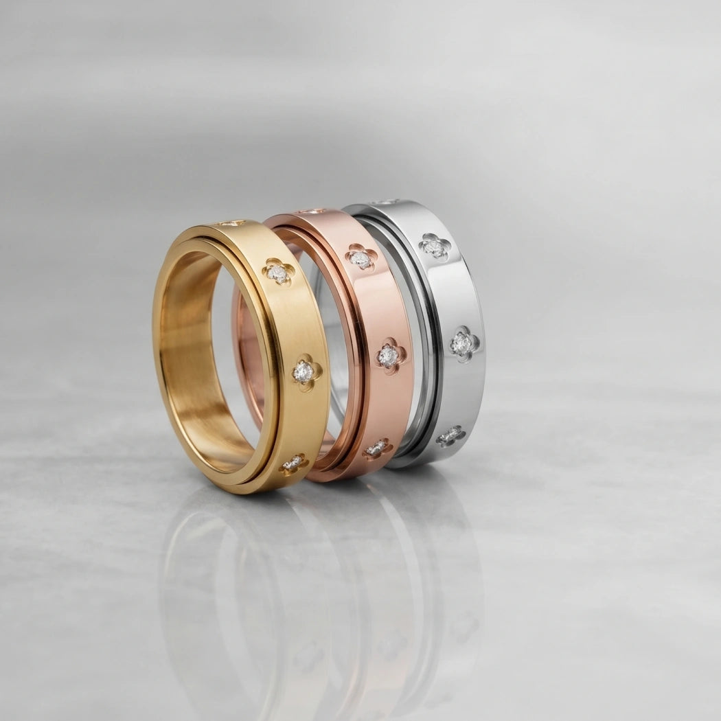 Clover Sapphire Meditation Rotating Ring