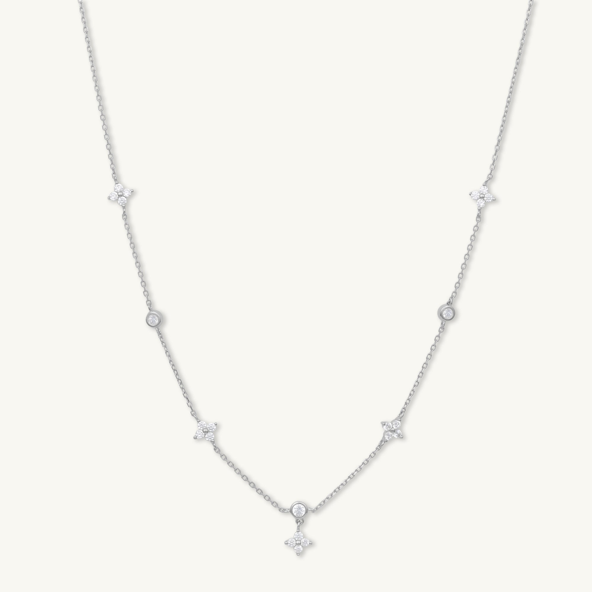 Clover Station Zirconia Chain Necklace - Camile & Stone