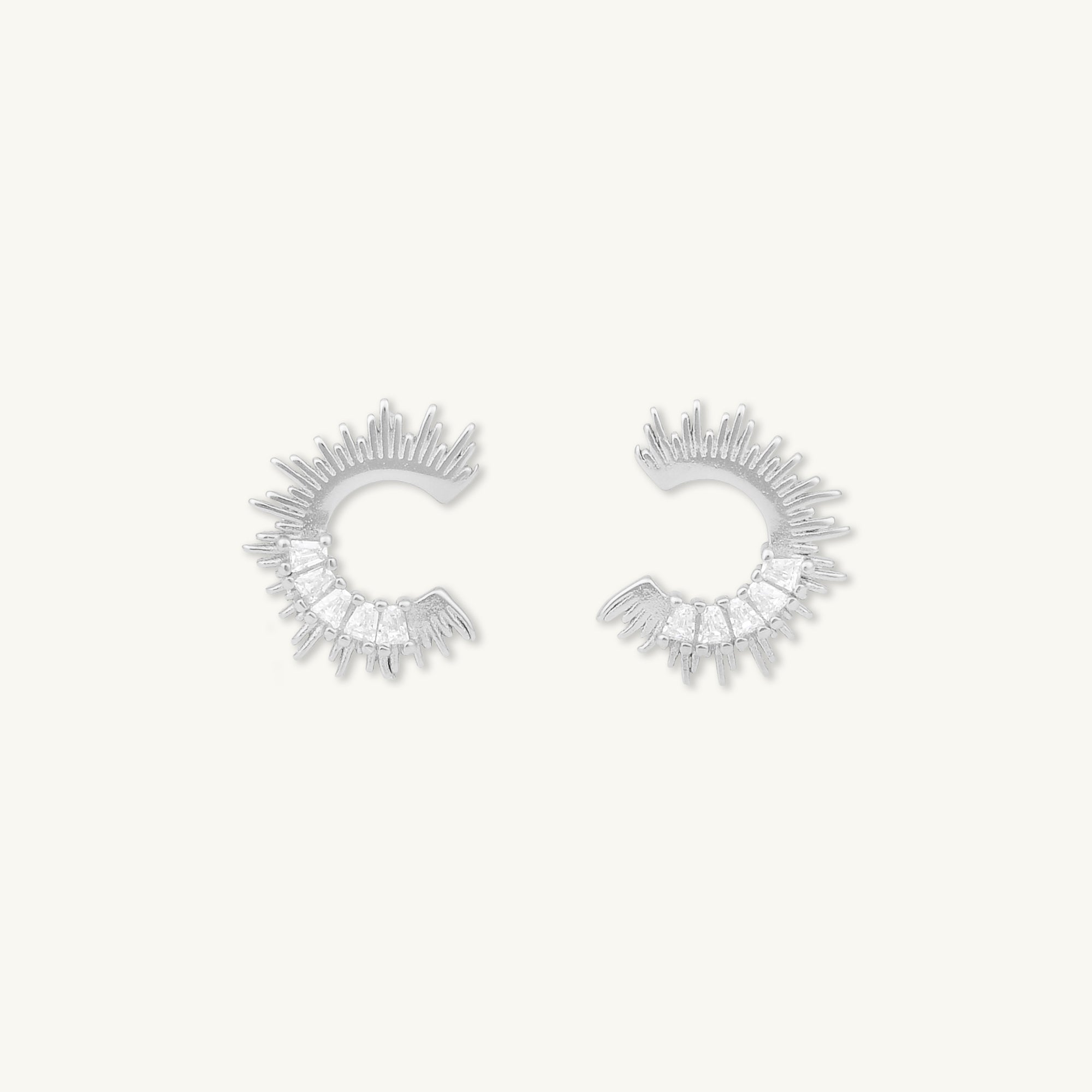 Crescent Moon Zirconia C Stud Earrings - Camile & Stone