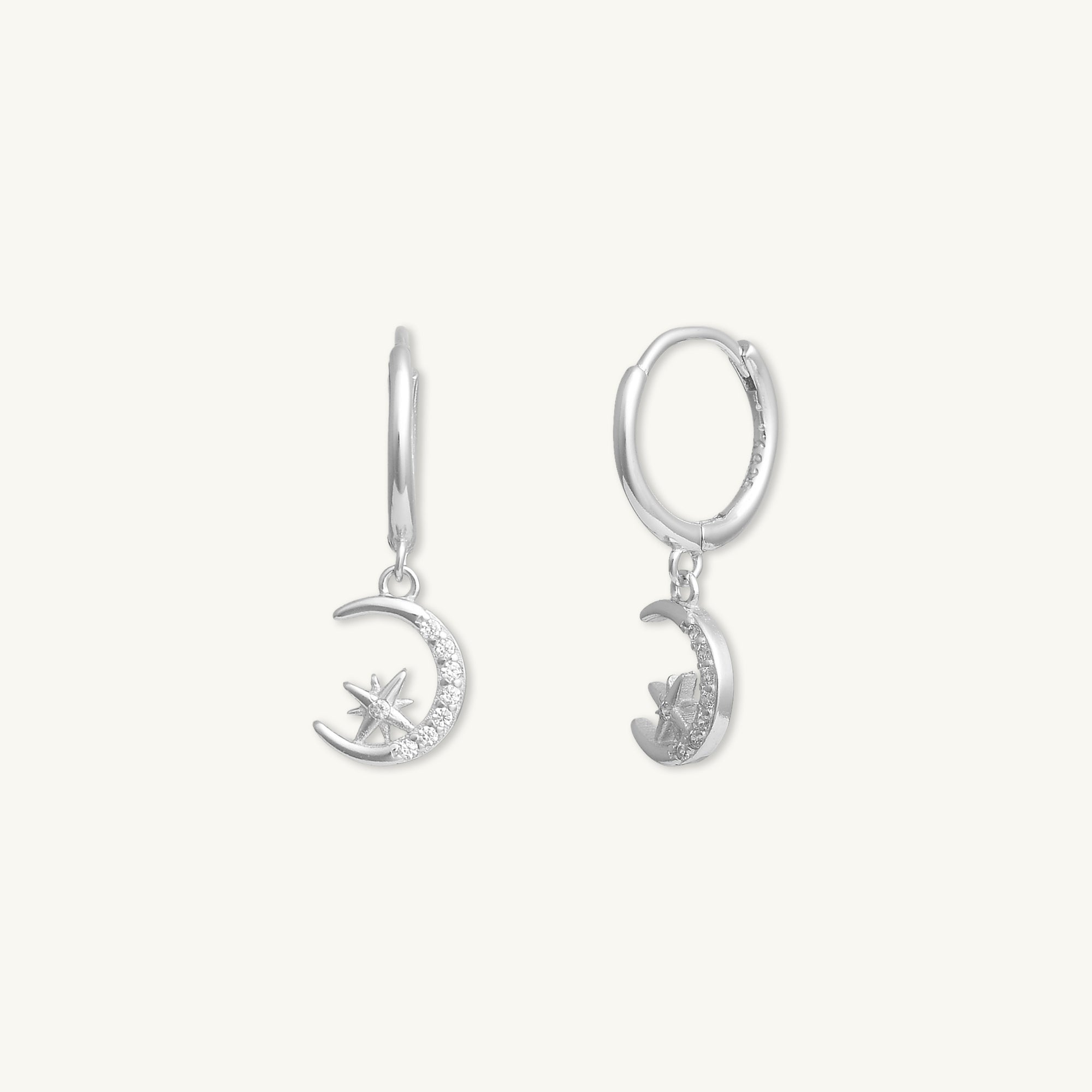 Crescent Moon Zirconia Huggie Earrings - Camile & Stone