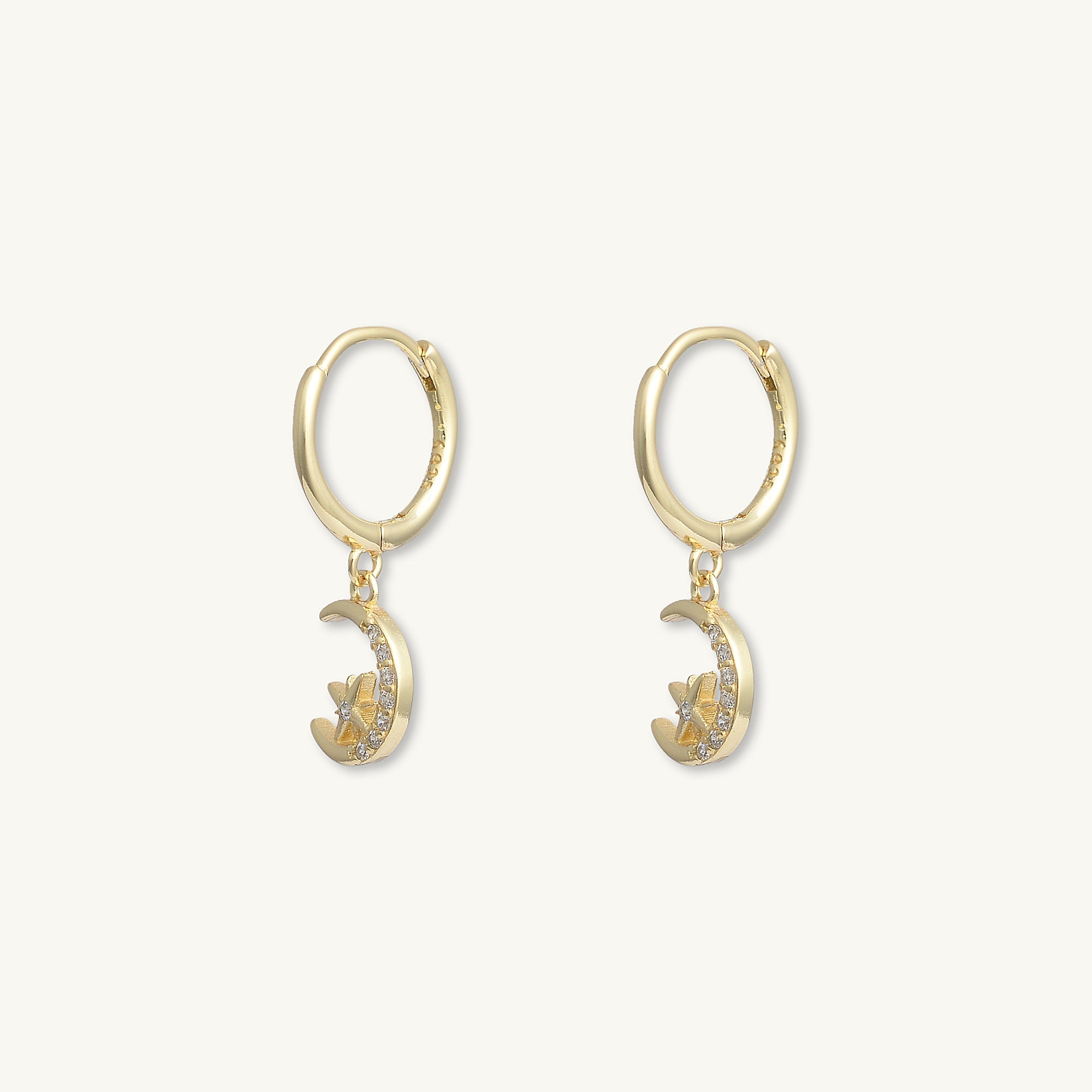 Crescent Moon Zirconia Huggie Earrings - Camile & Stone