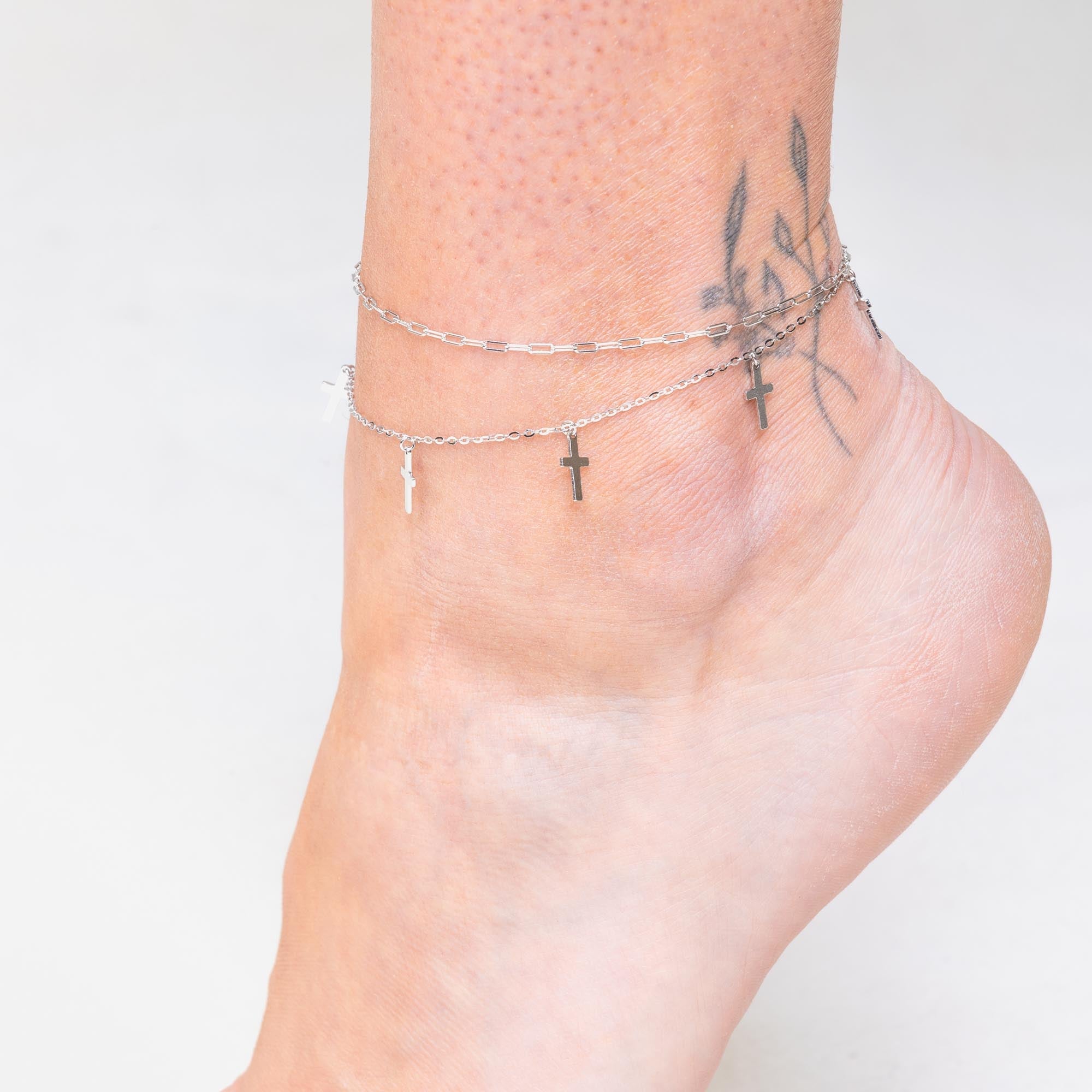 Cross Dangling Chain Anklet - Camile & Stone