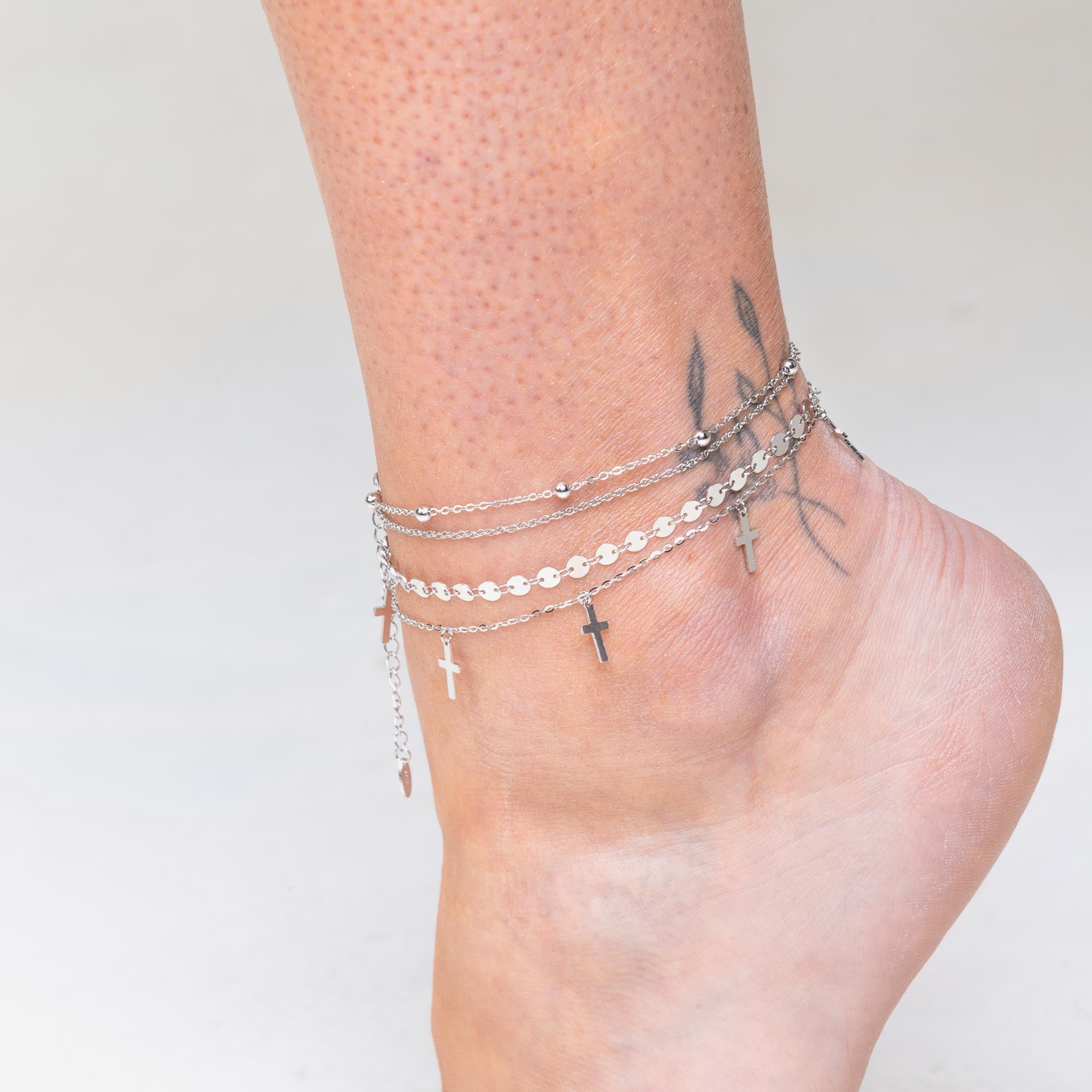 Cross Dangling Chain Anklet - Camile & Stone