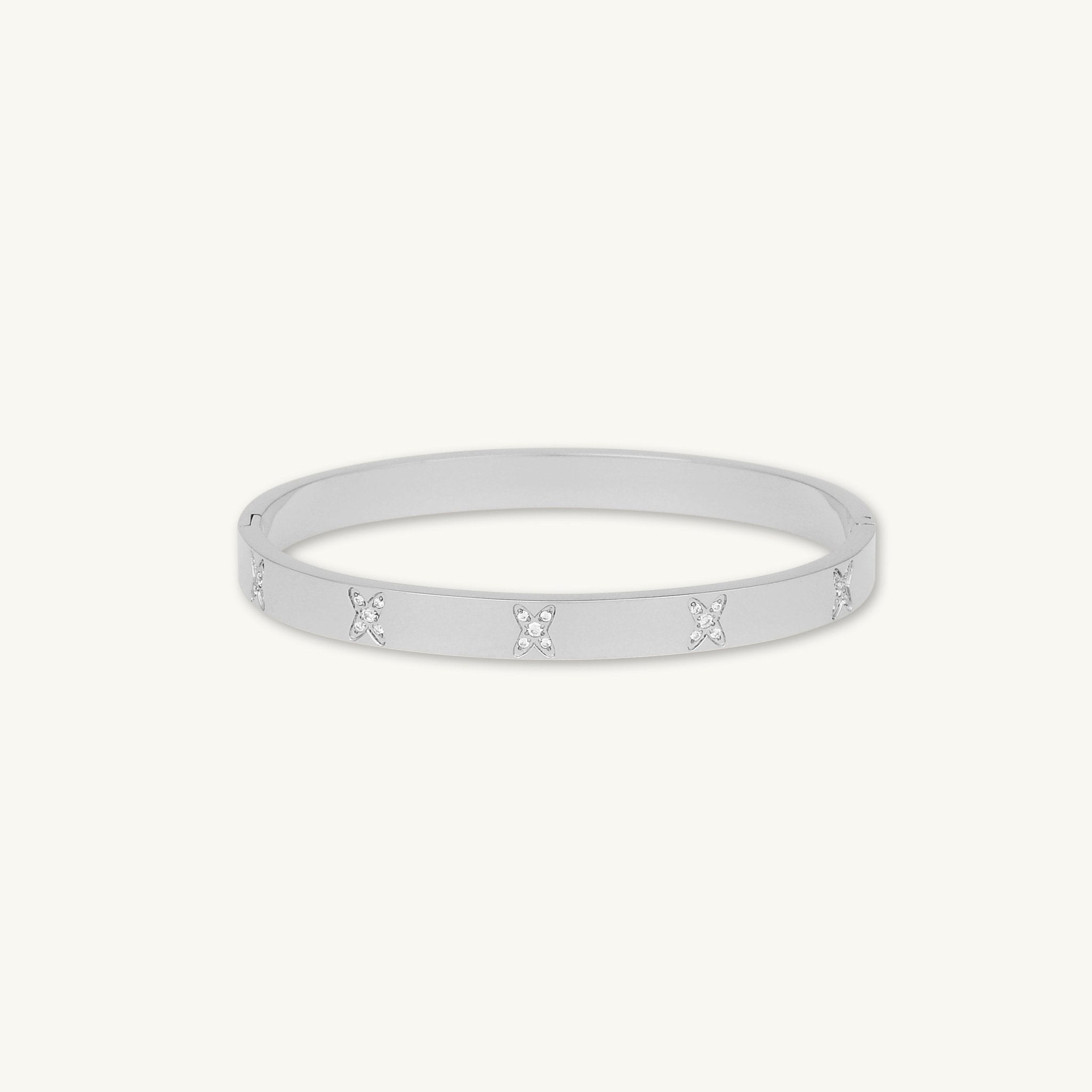 Cross Sapphire Hinged Bangle Bracelet - Camile & Stone