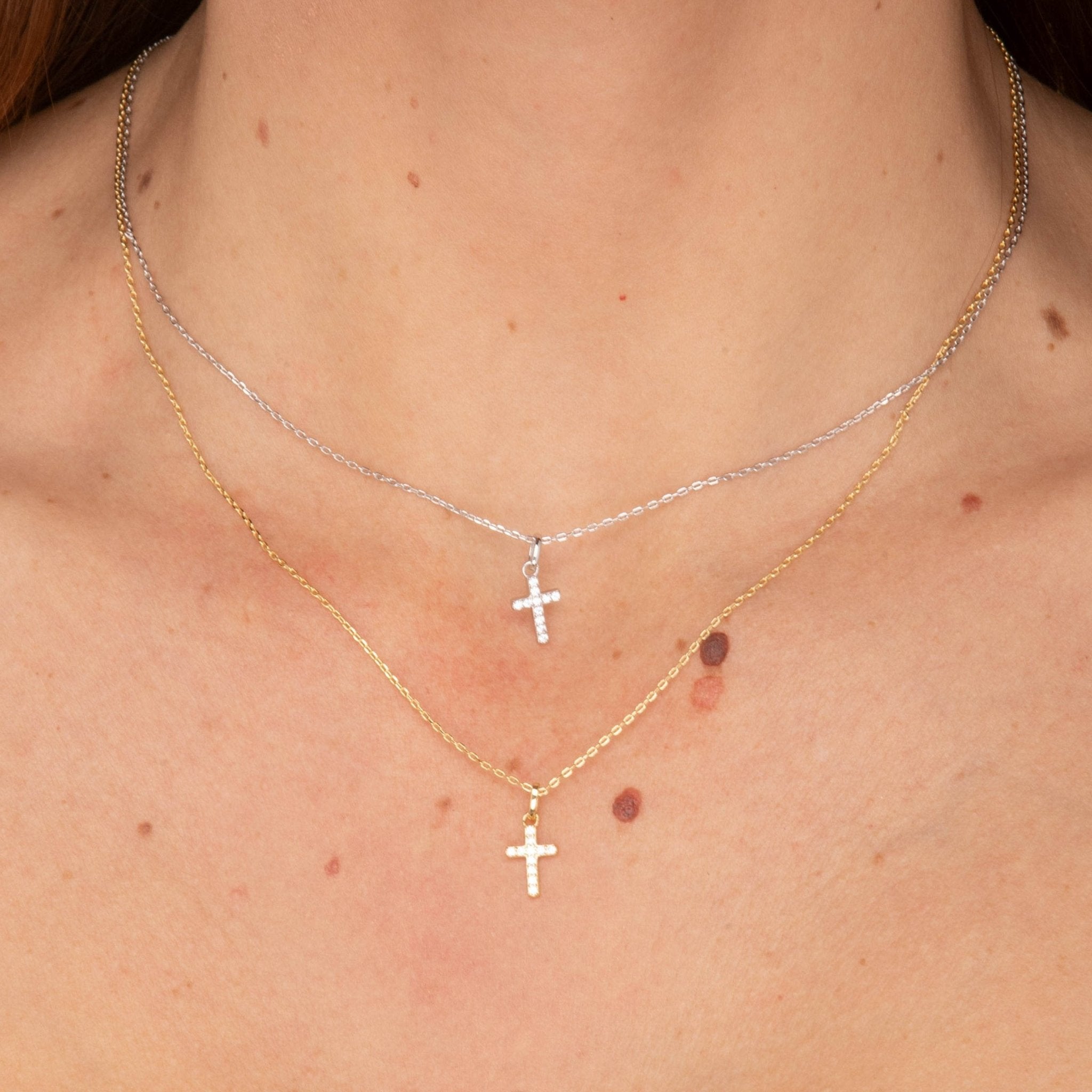 Cross Sapphire Pendant Chain Necklace - Camile & Stone
