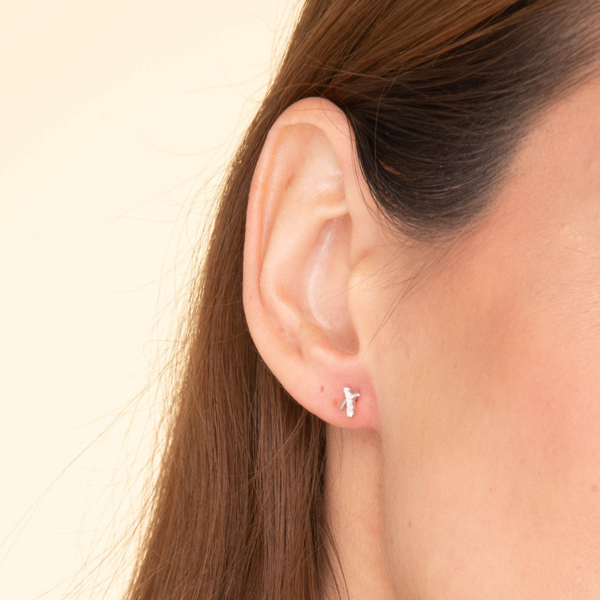 Cross Sapphire Stud Earrings - Camile & Stone