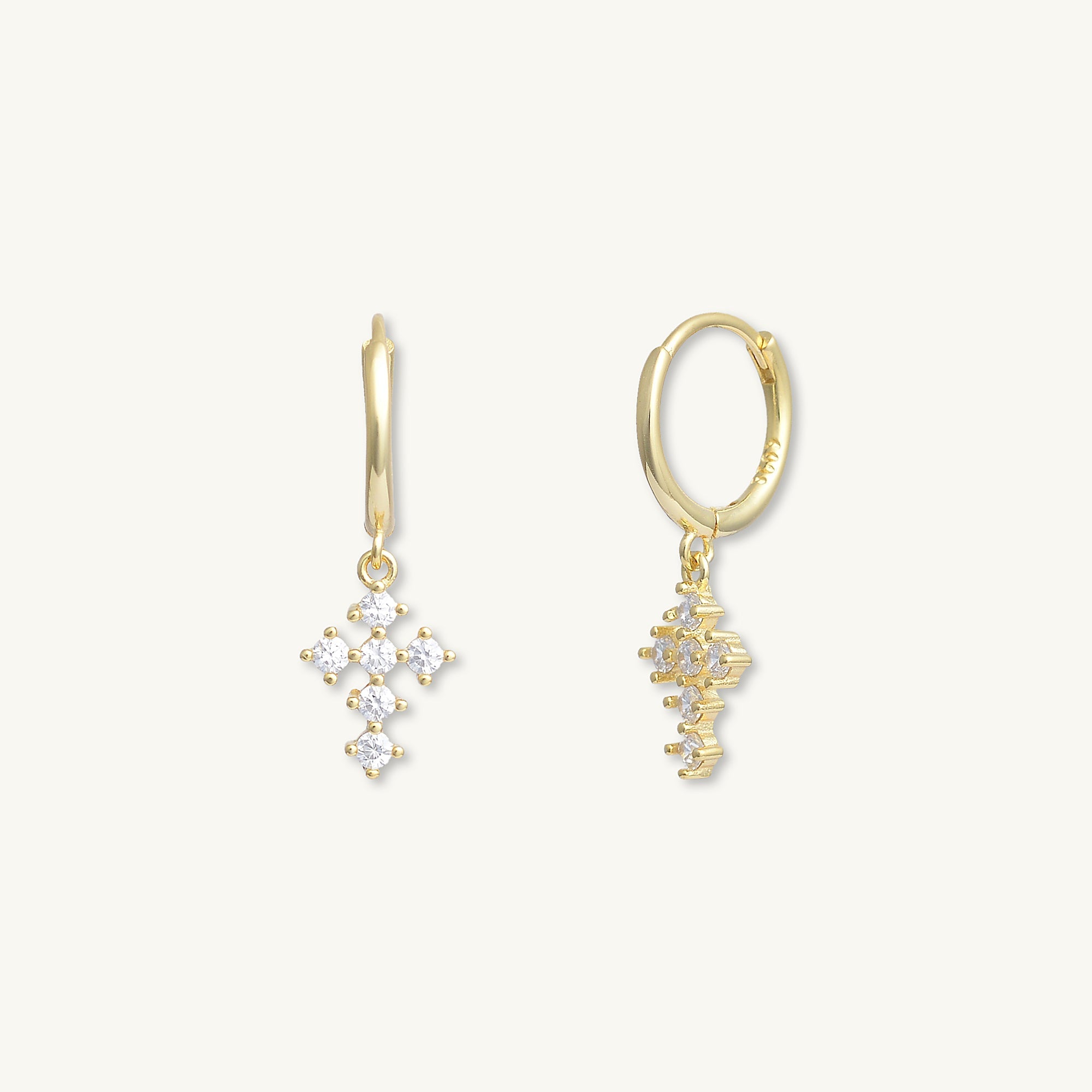 Cross Zirconia Huggie Earrings - Camile & Stone