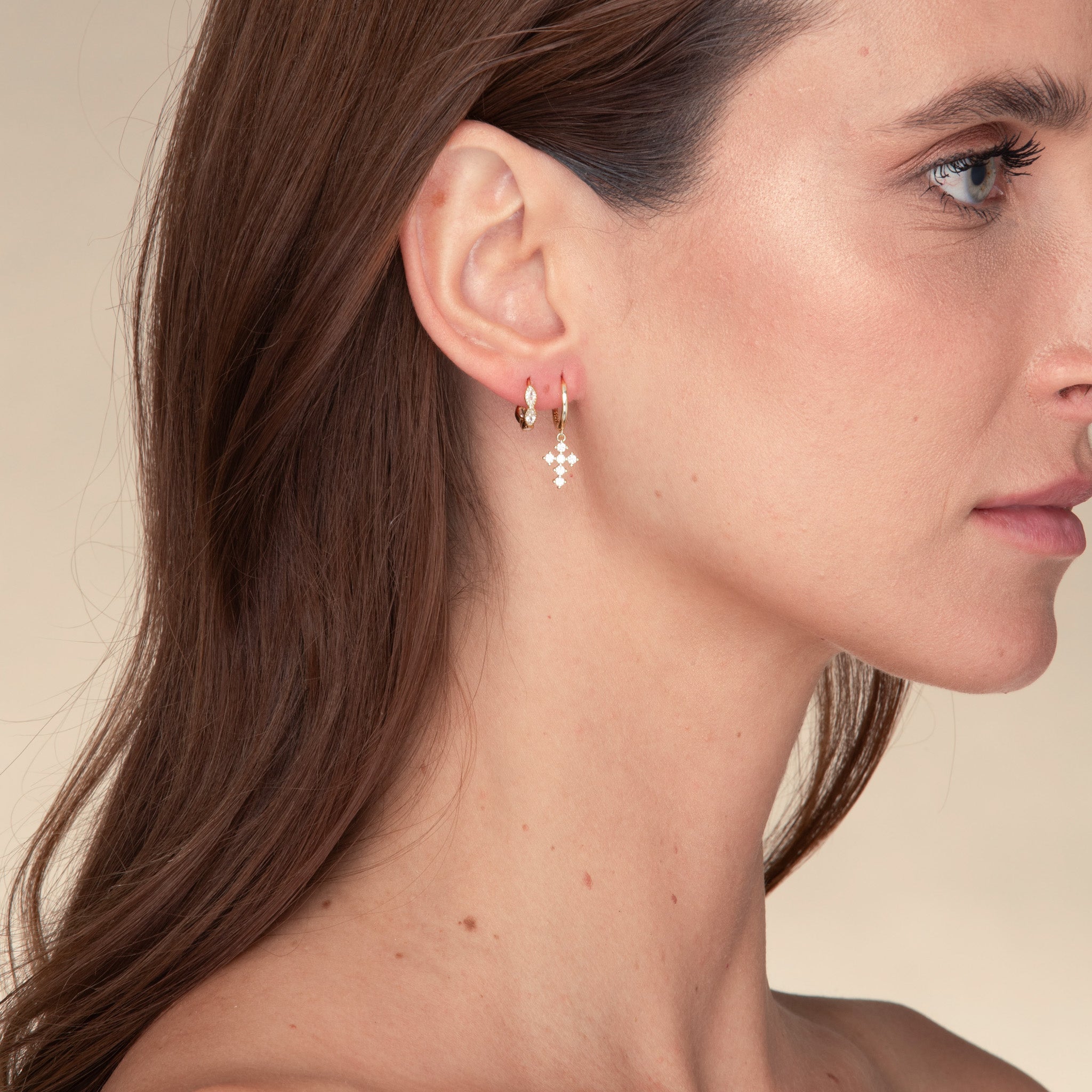 Cross Zirconia Huggie Earrings - Camile & Stone