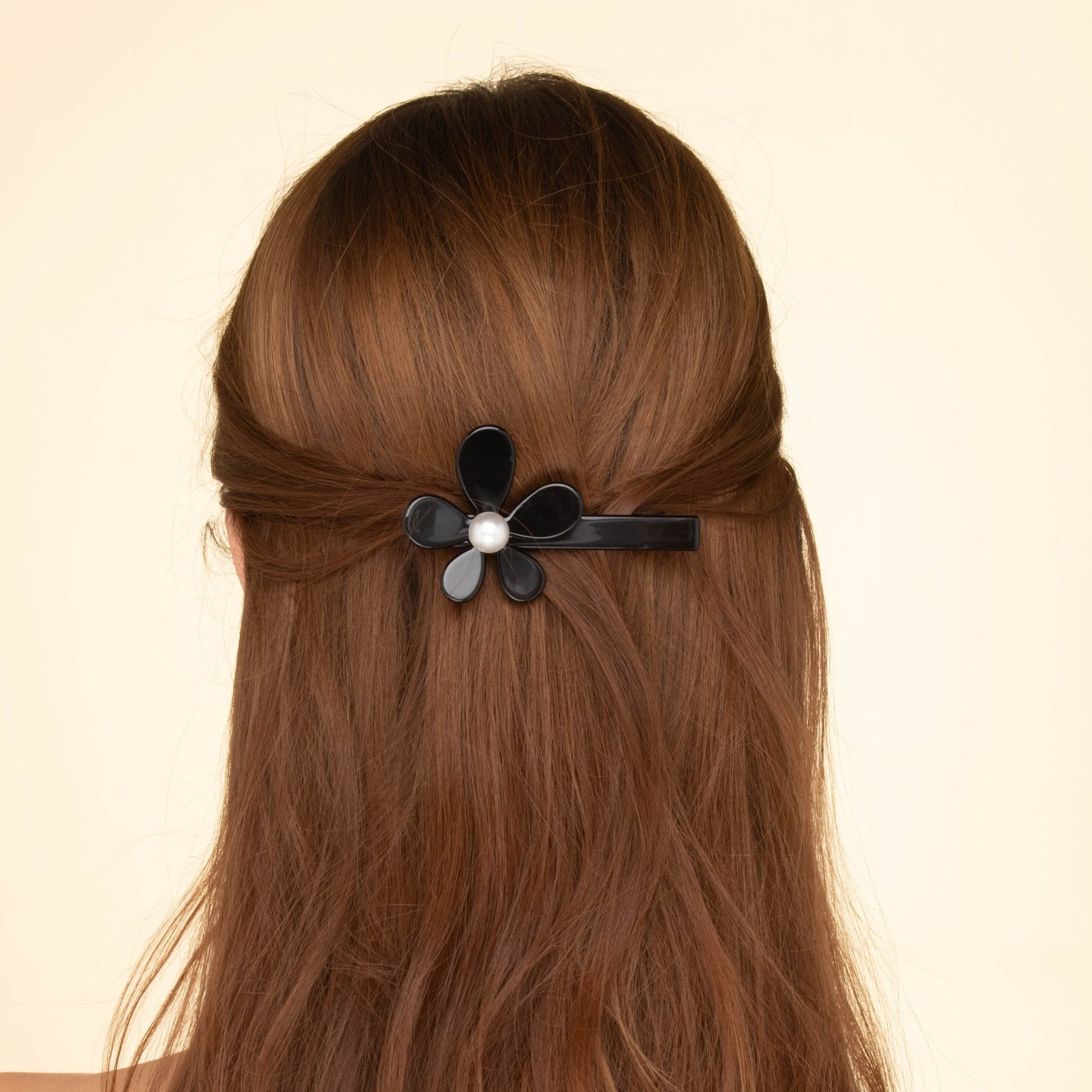 Daisy Black Pearl French Hair Clip - Camile & Stone