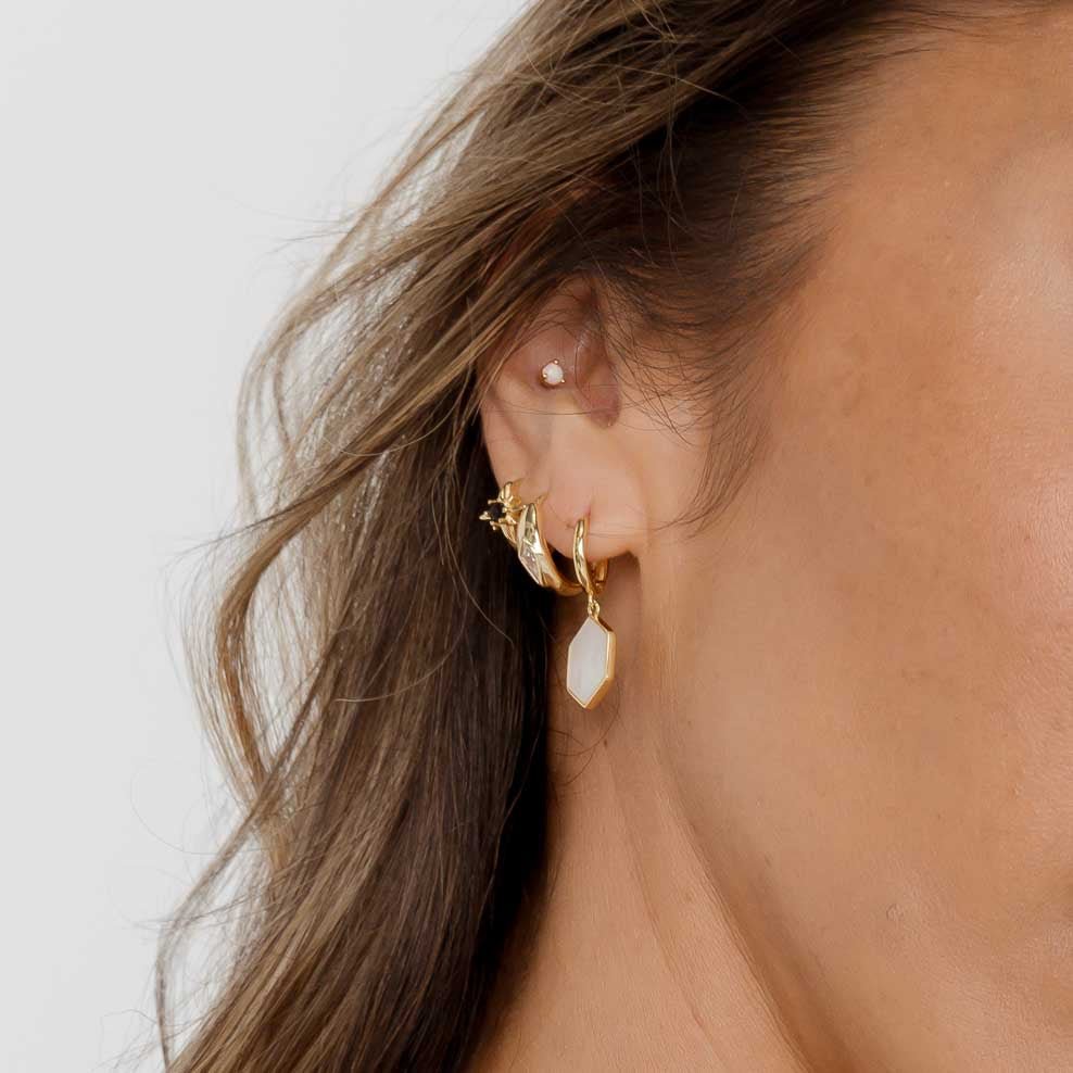 Dome Sapphire Huggie Earrings - Camile & Stone