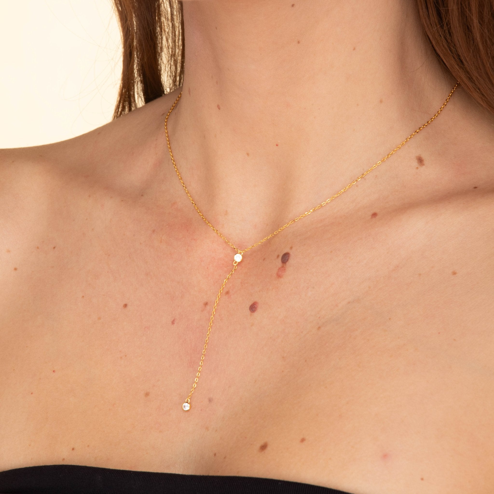 Double Bezel Drop Chain Y Necklace - Camile & Stone