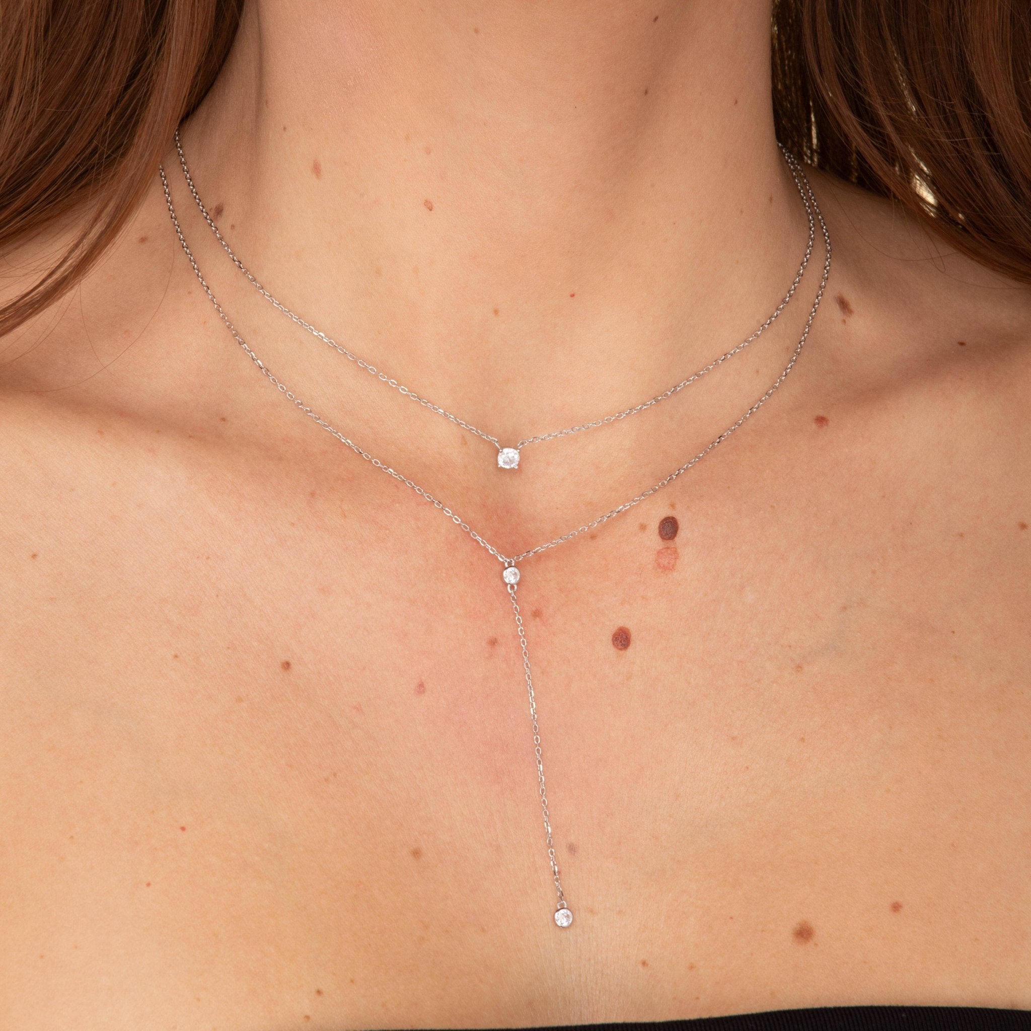 Double Bezel Drop Chain Y Necklace - Camile & Stone