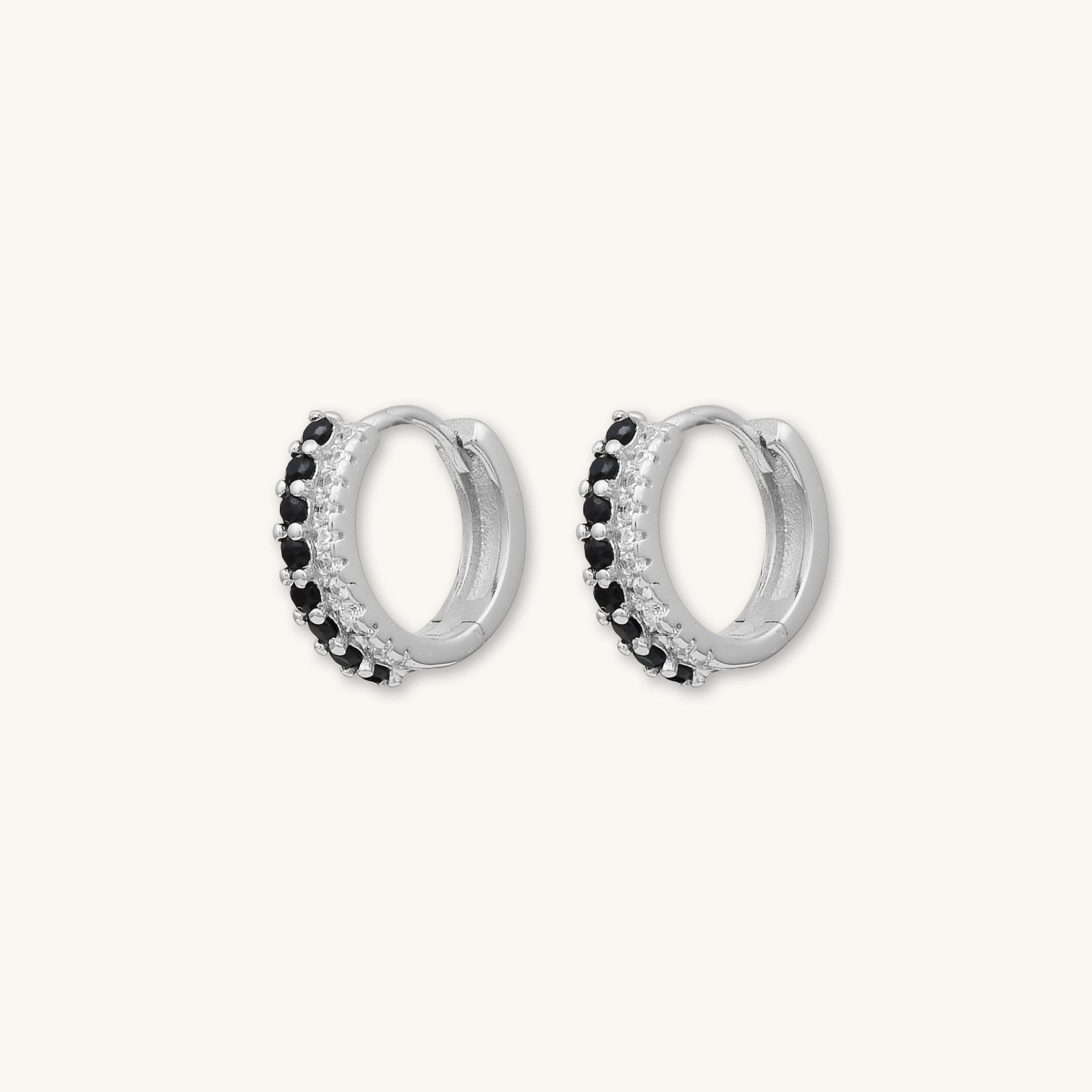 Double Black Pave Huggie Hoop Earrings - Camile & Stone