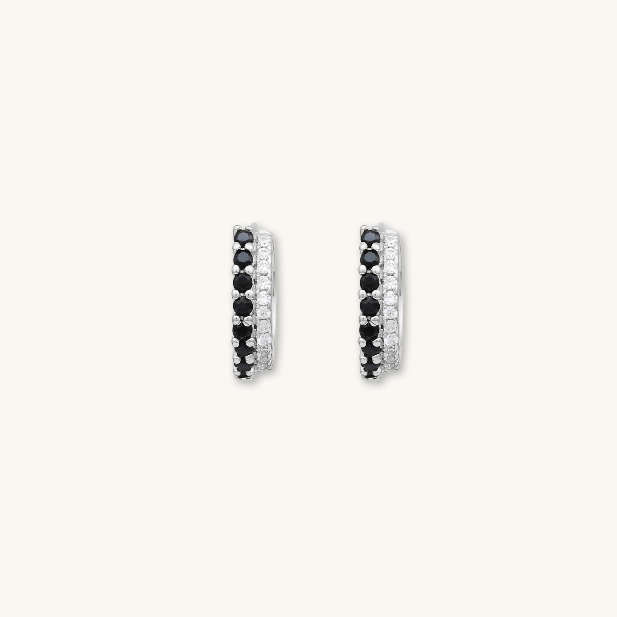 Double Black Pave Huggie Hoop Earrings - Camile & Stone