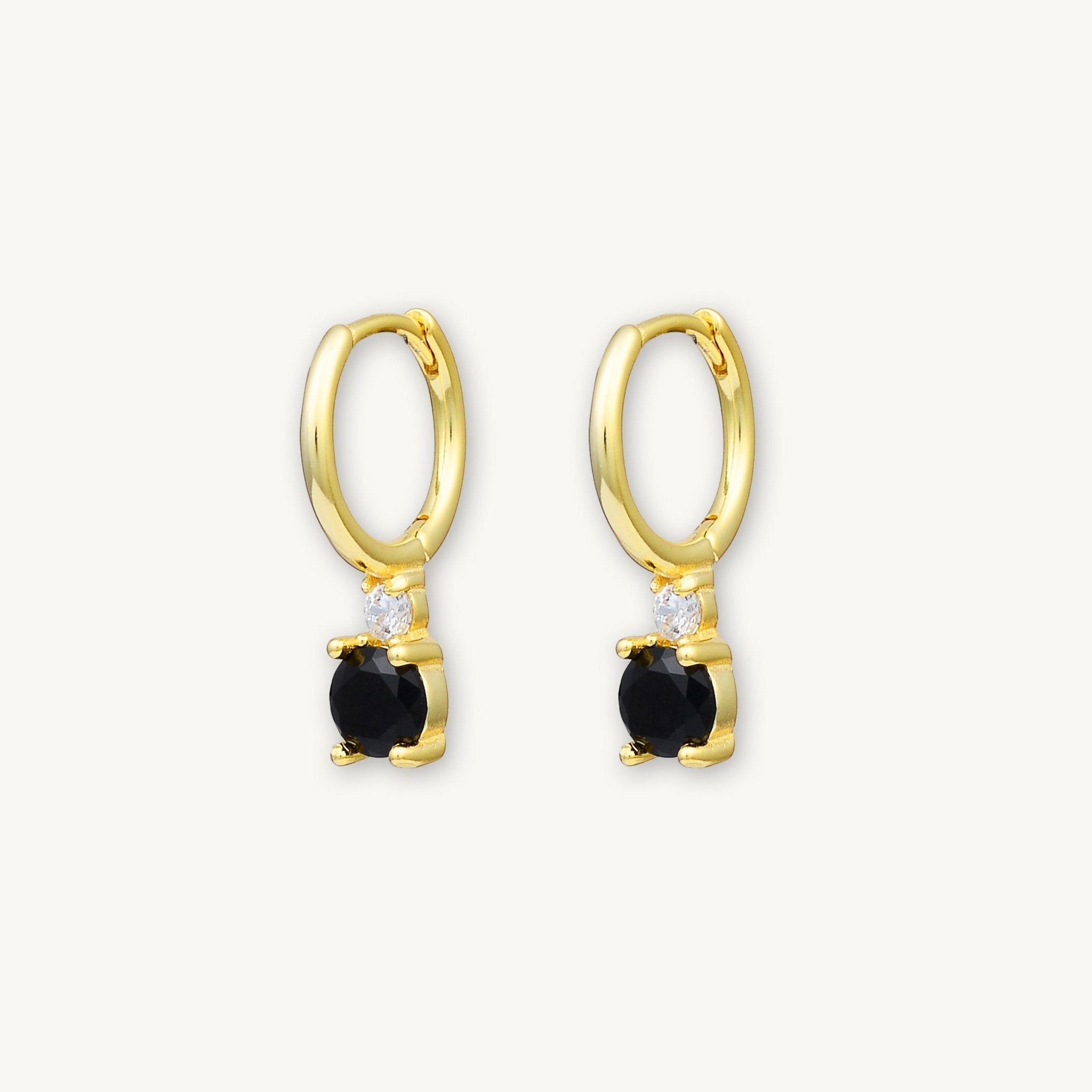 Double Black Solitaire Huggie Earrings - Camile & Stone