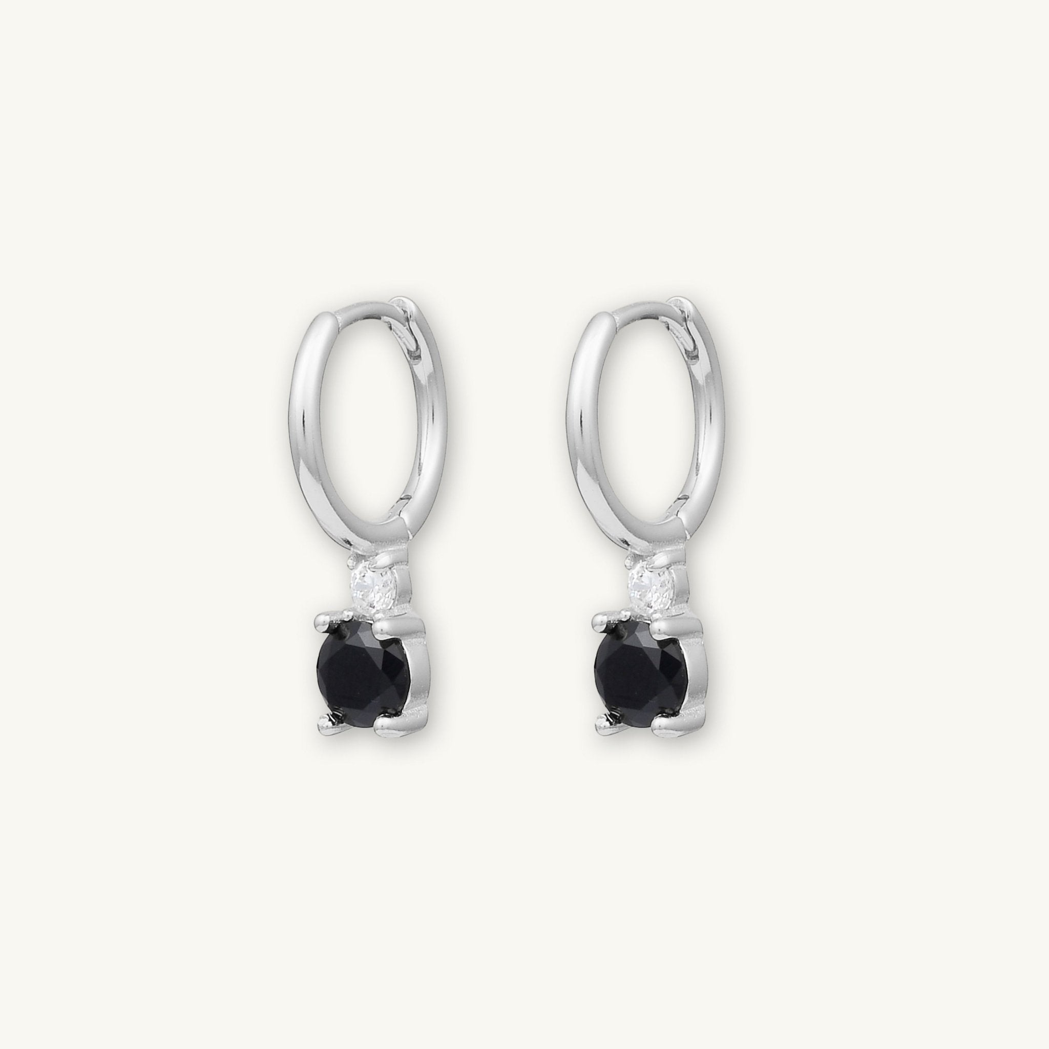 Double Black Solitaire Huggie Earrings - Camile & Stone