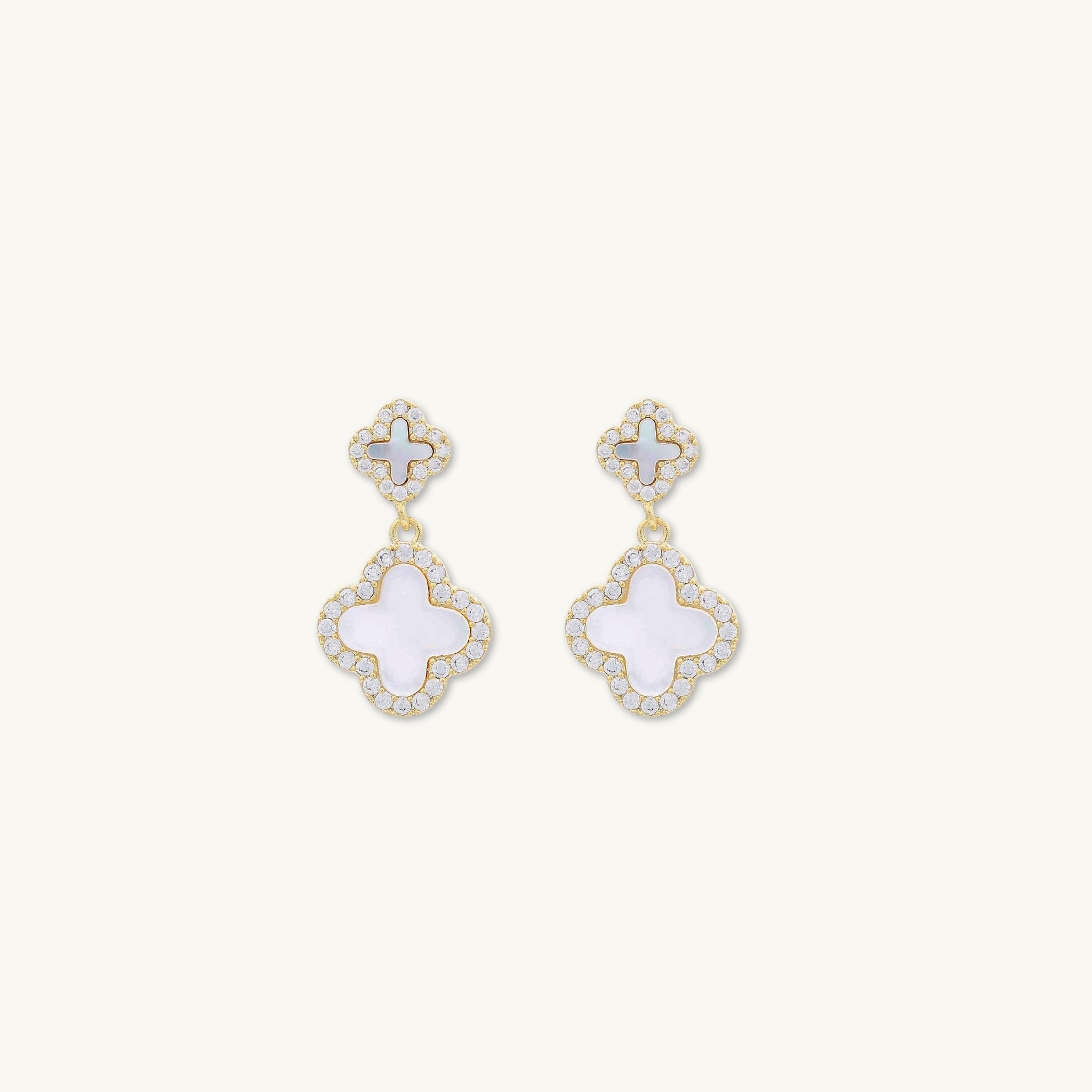 Double Clover MOP Stud Earrings - Camile & Stone