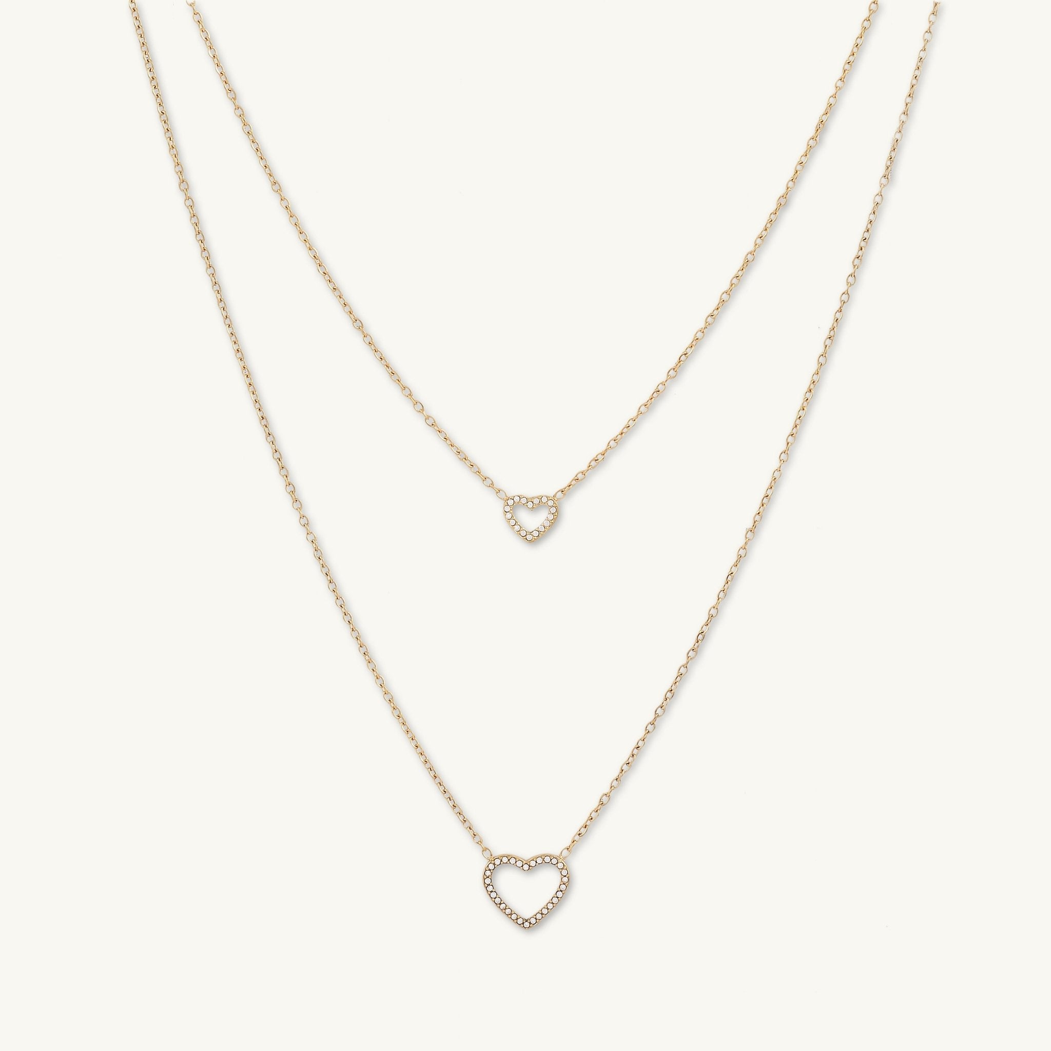 Double Love Heart Layered Necklace - Camile & Stone