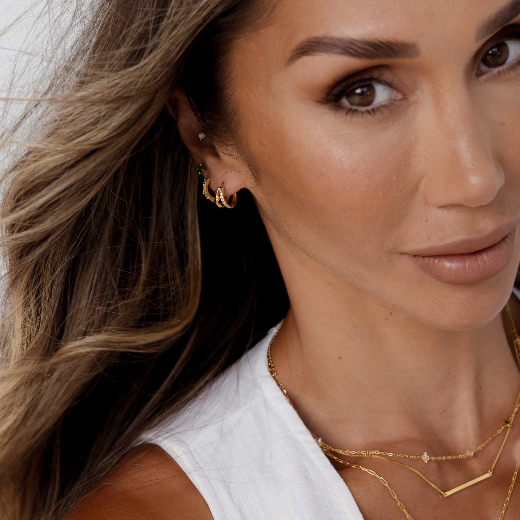 Double Molten Sapphire Huggie Earrings - Camile & Stone