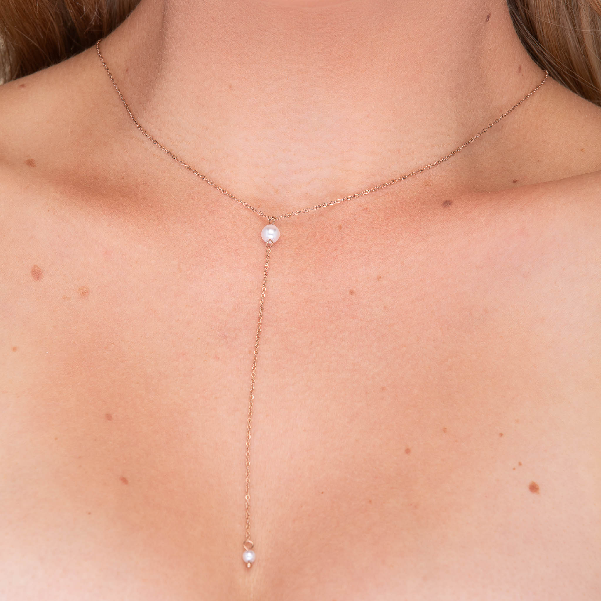 Double Pearl Y Drop Necklace - Camile & Stone