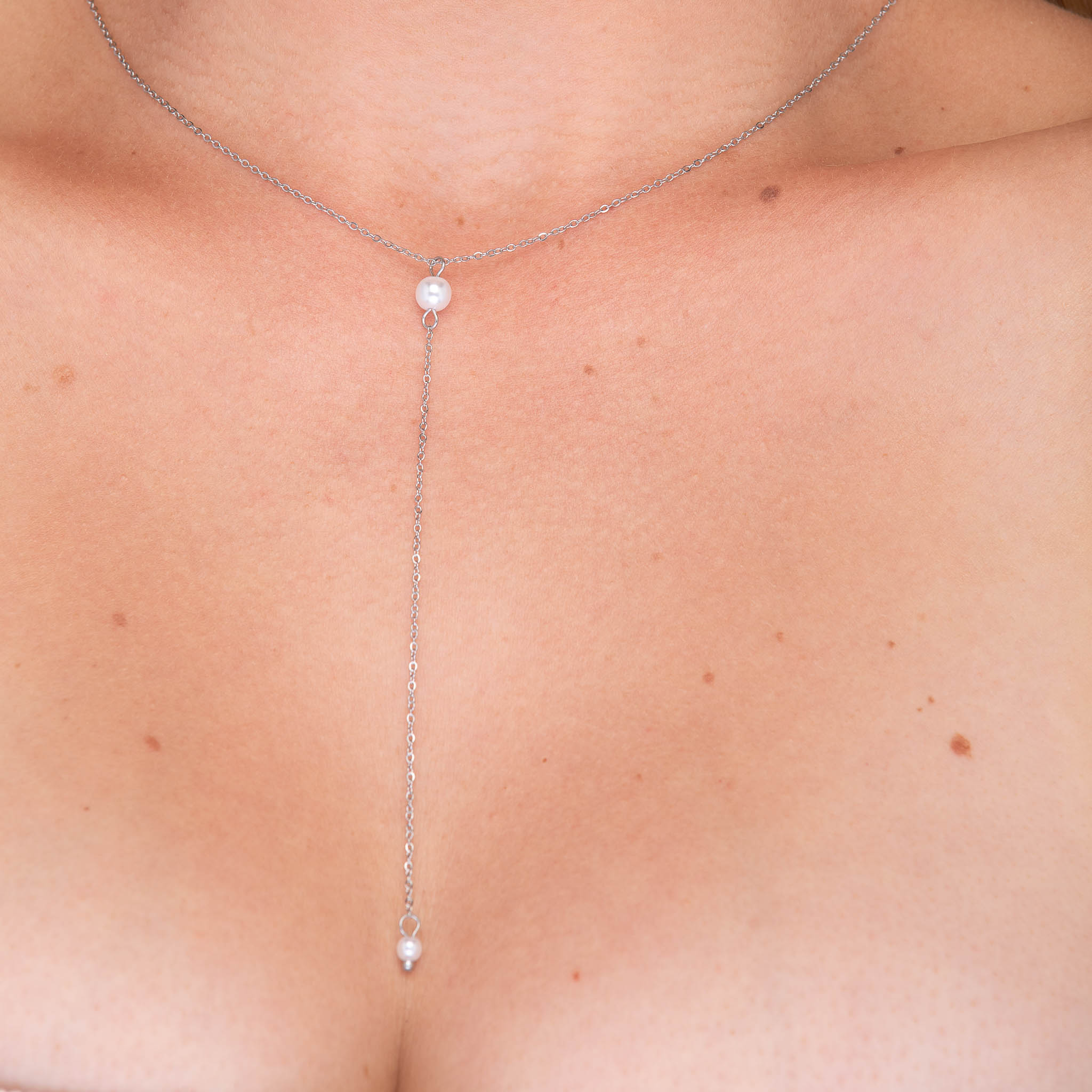 Double Pearl Y Drop Necklace - Camile & Stone
