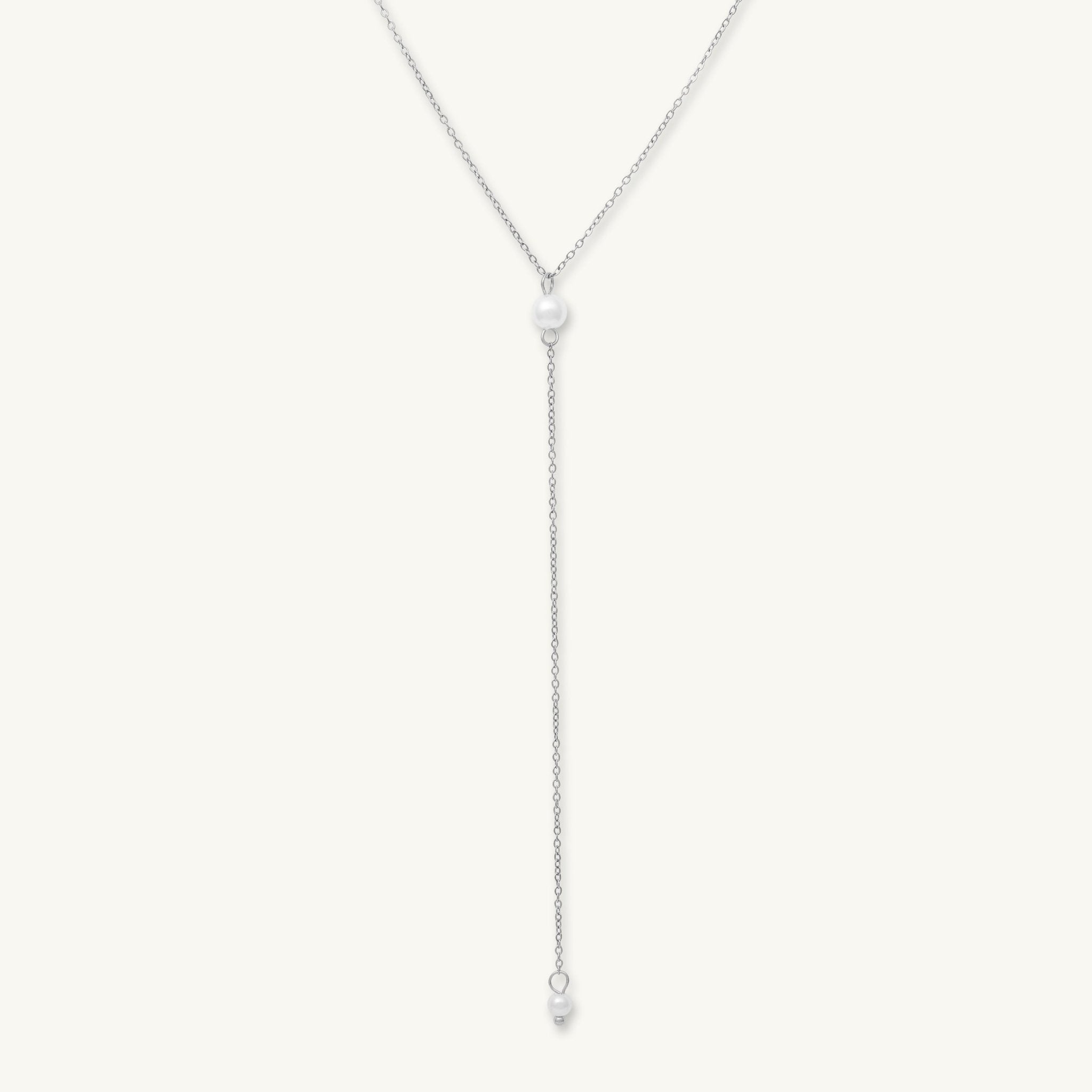 Double Pearl Y Drop Necklace - Camile & Stone