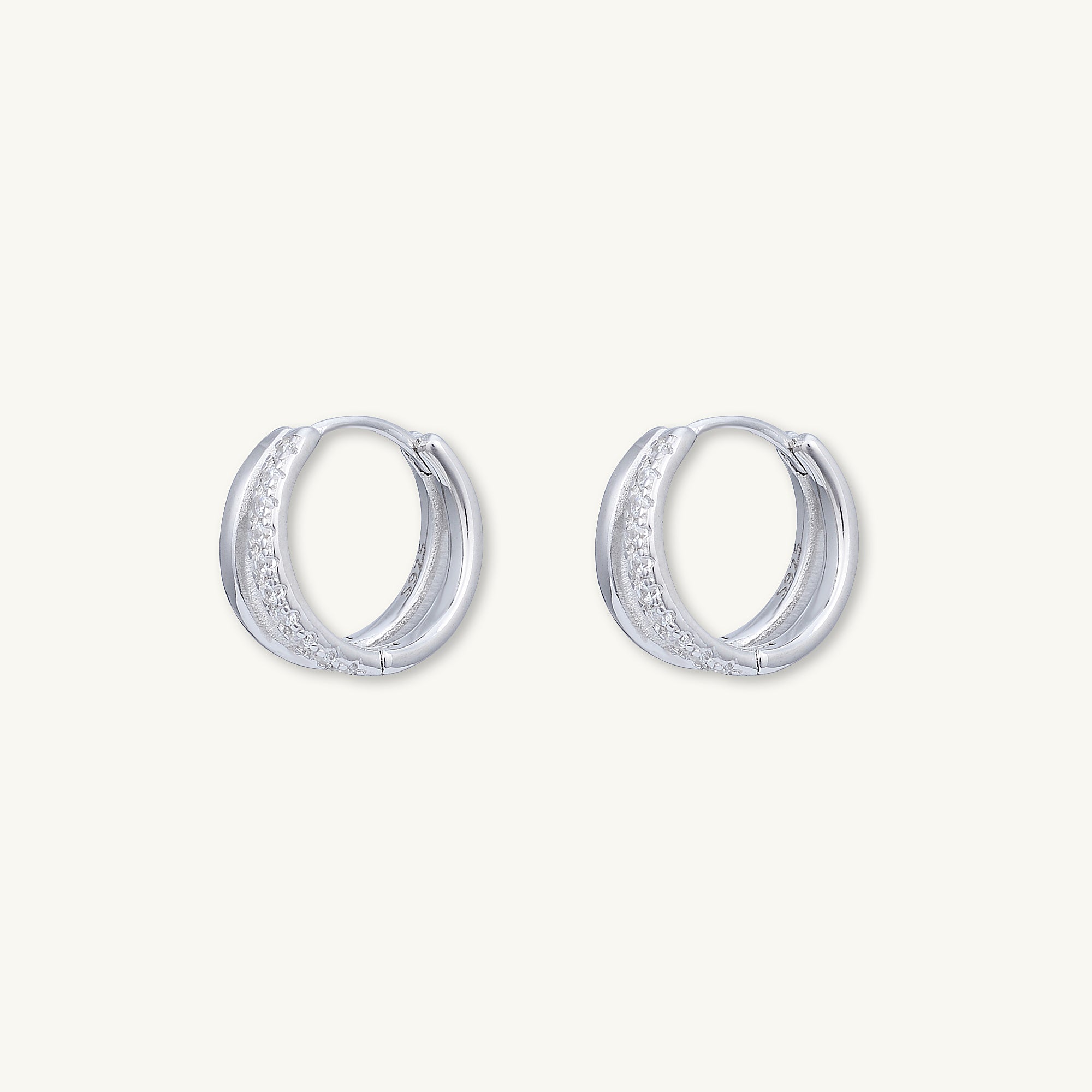 Double Zirconia Huggie Hoop Earrings - Camile & Stone