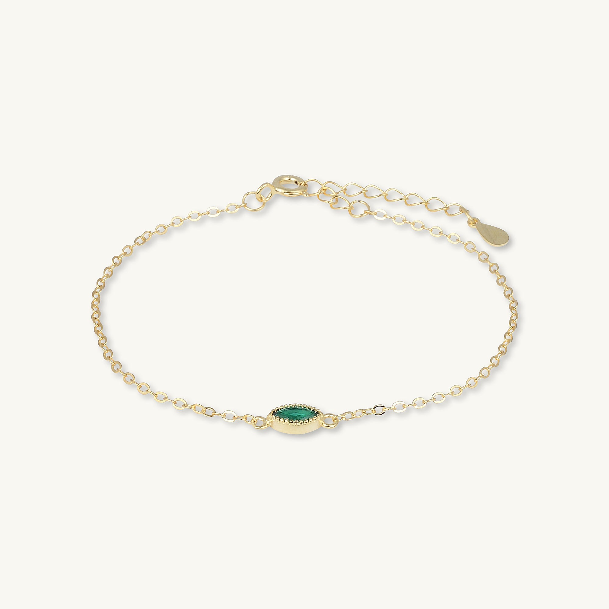 Emerald Evil Eve Marquise Chain Bracelet - Camile & Stone