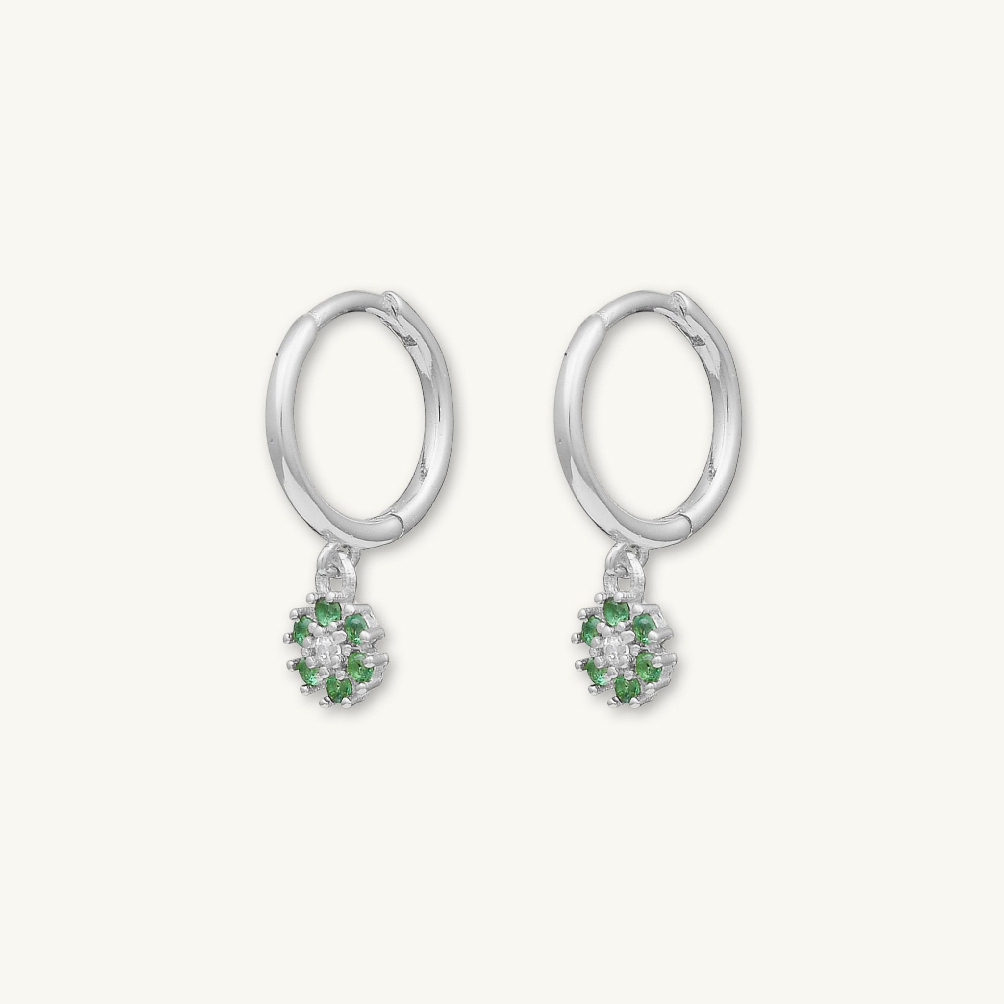 Emerald Green Flower Hoop Earrings - Camile & Stone