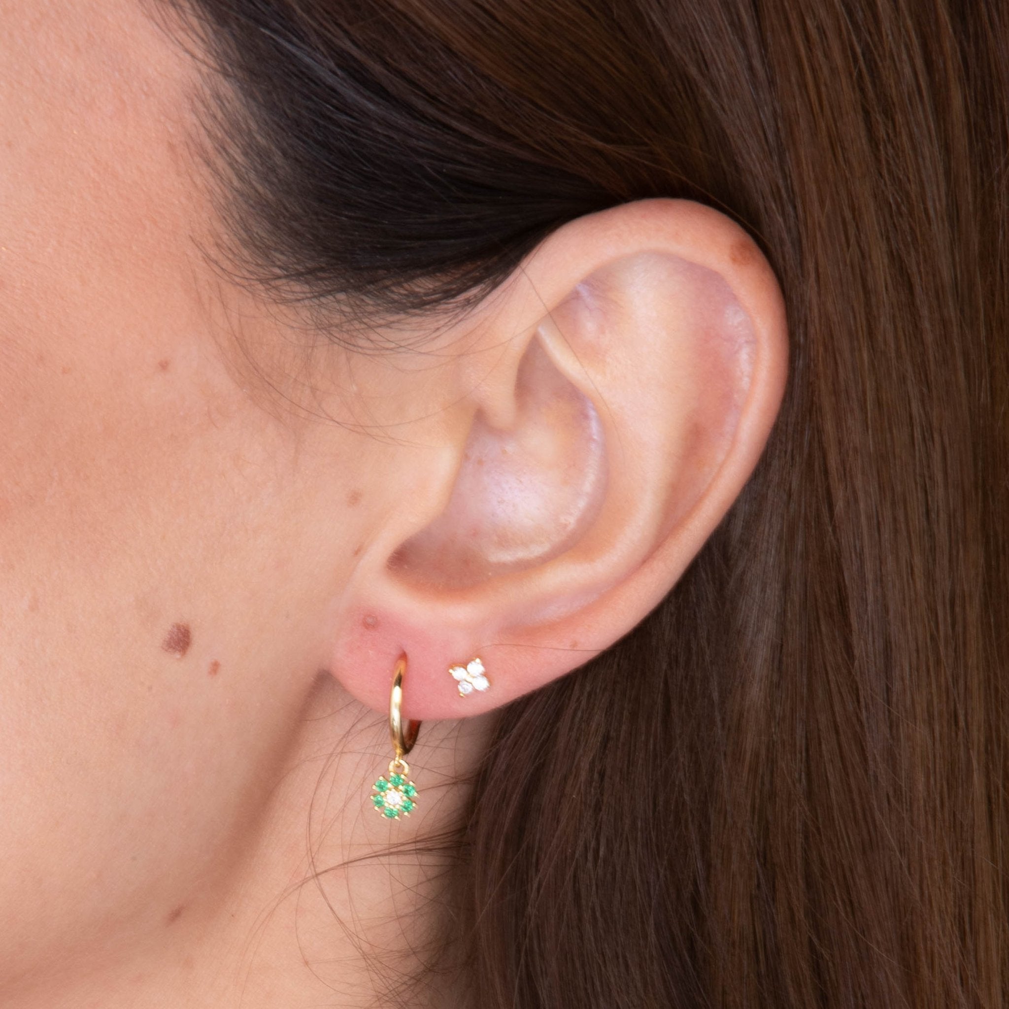 Emerald Green Flower Hoop Earrings - Camile & Stone
