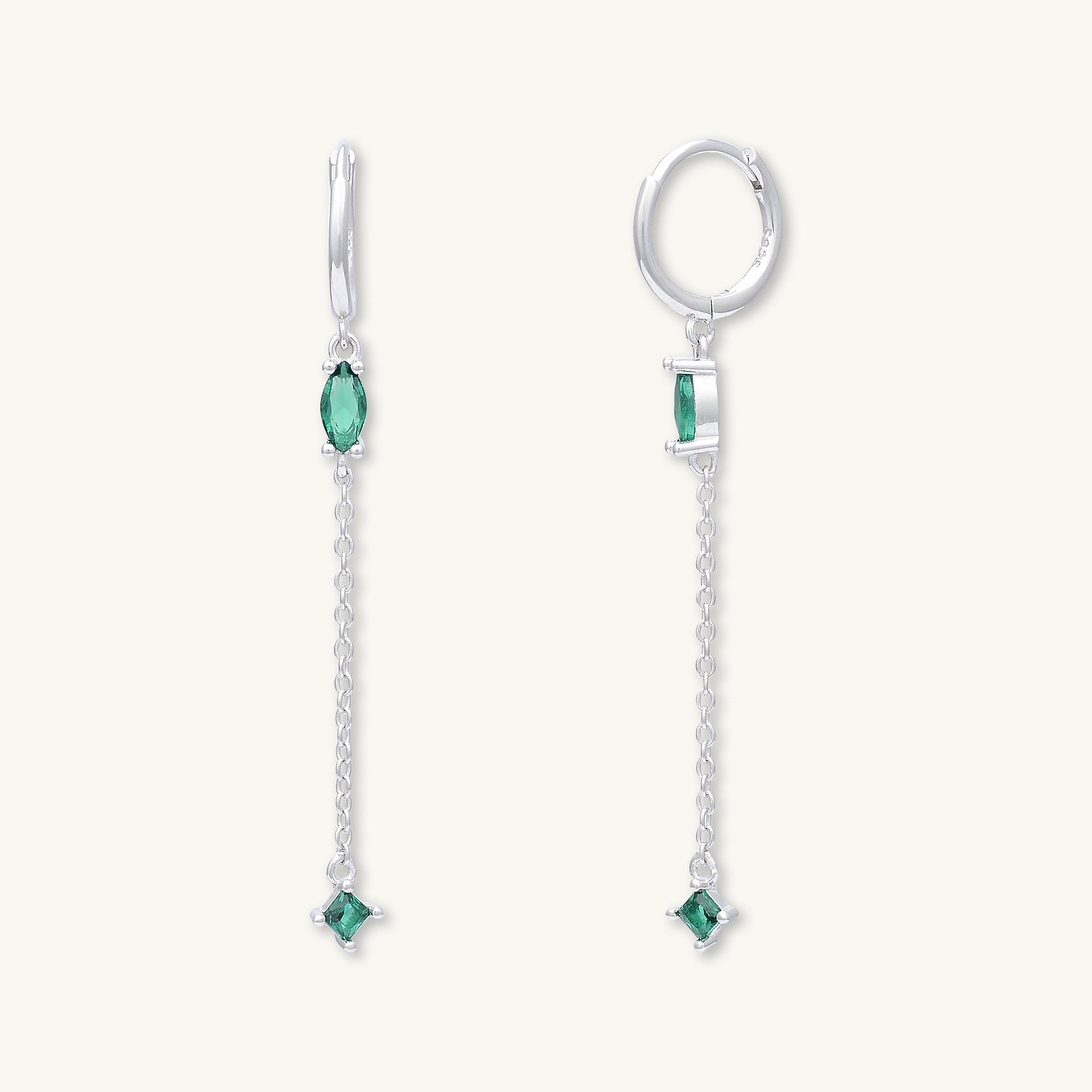 Emerald Marquise Sapphire Drop Huggie Earrings - Camile & Stone