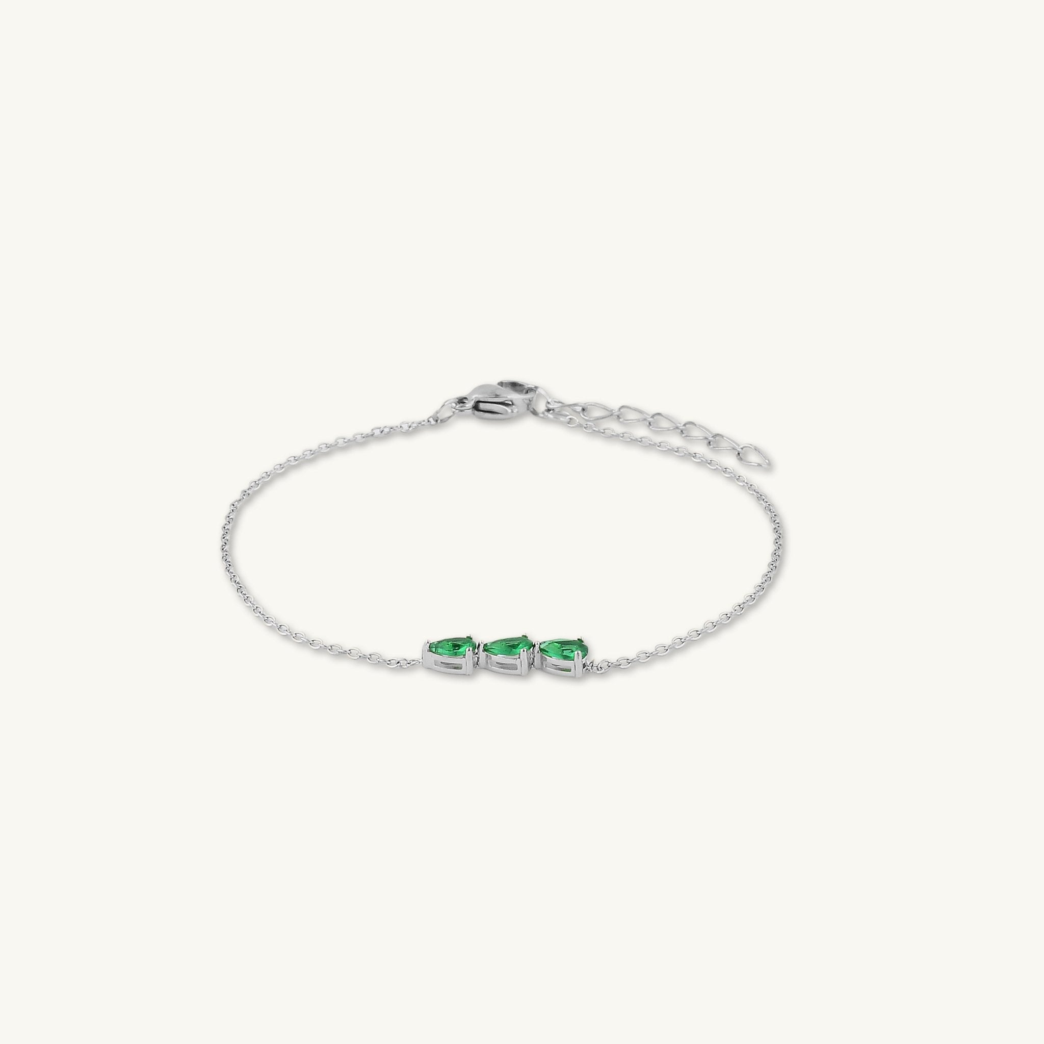 Emerald Trio Teardrop Linear Bracelet - Camile & Stone