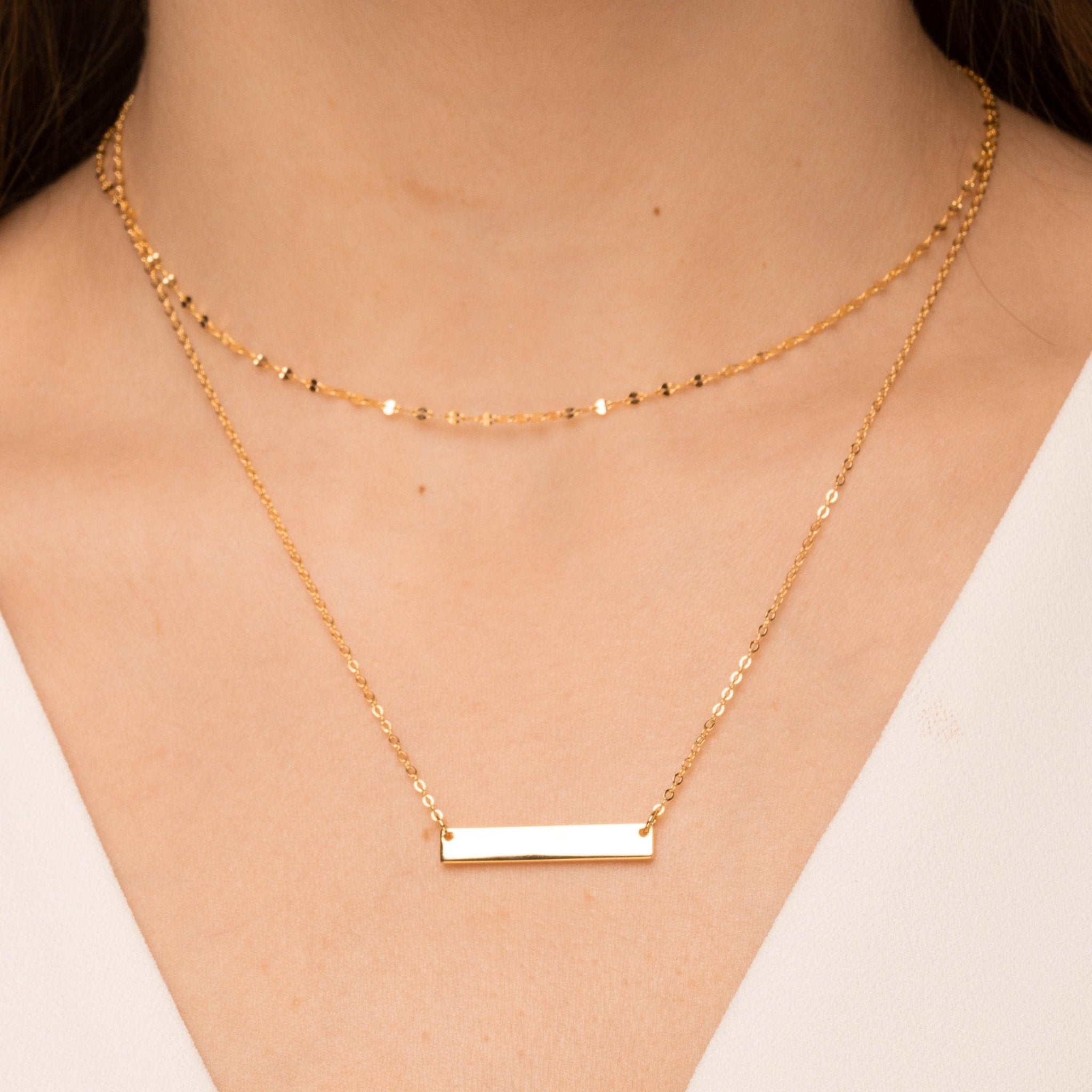 Engraved Personalised Bar Necklace - Camile & Stone
