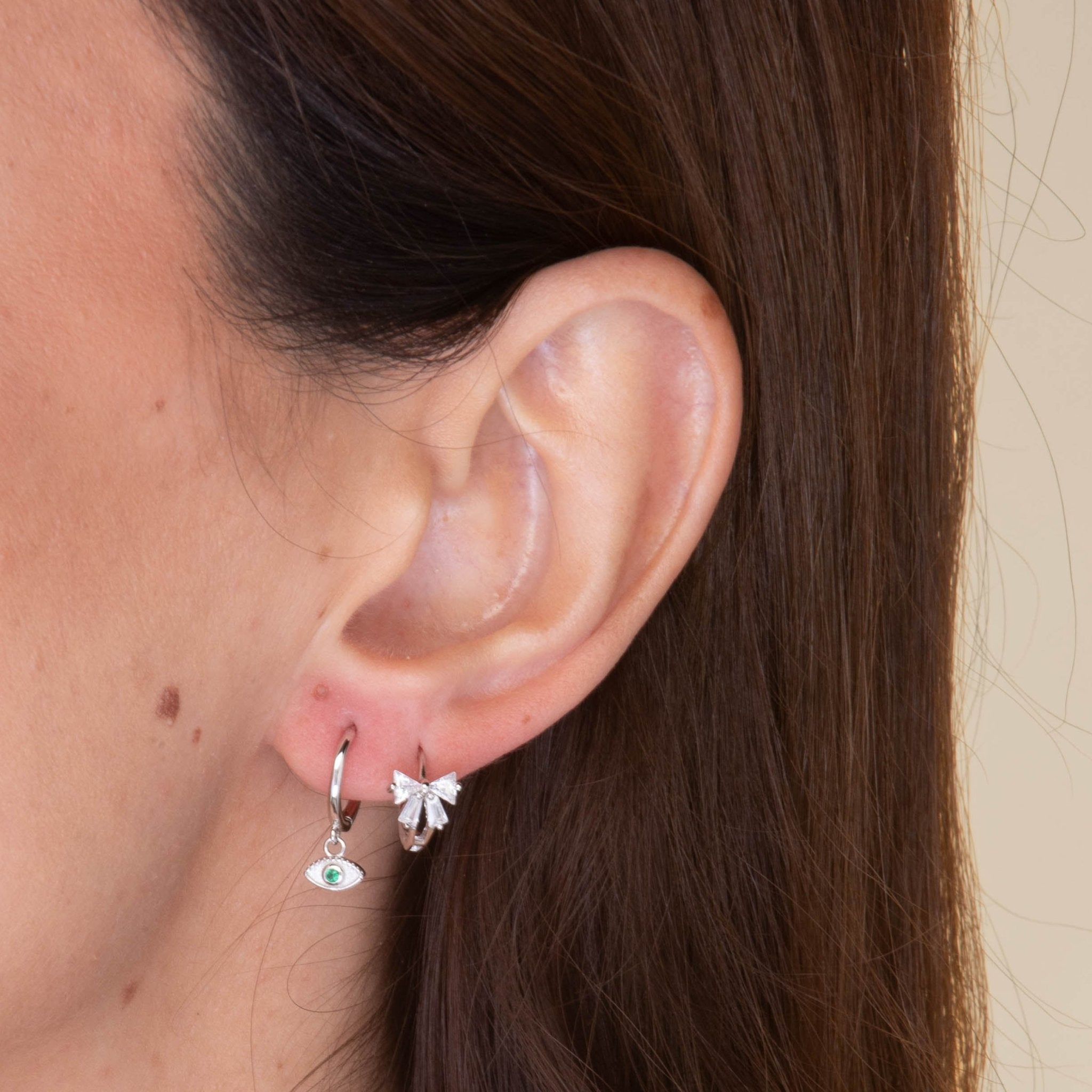 Evil Eye Emerald Huggie Earrings - Camile & Stone