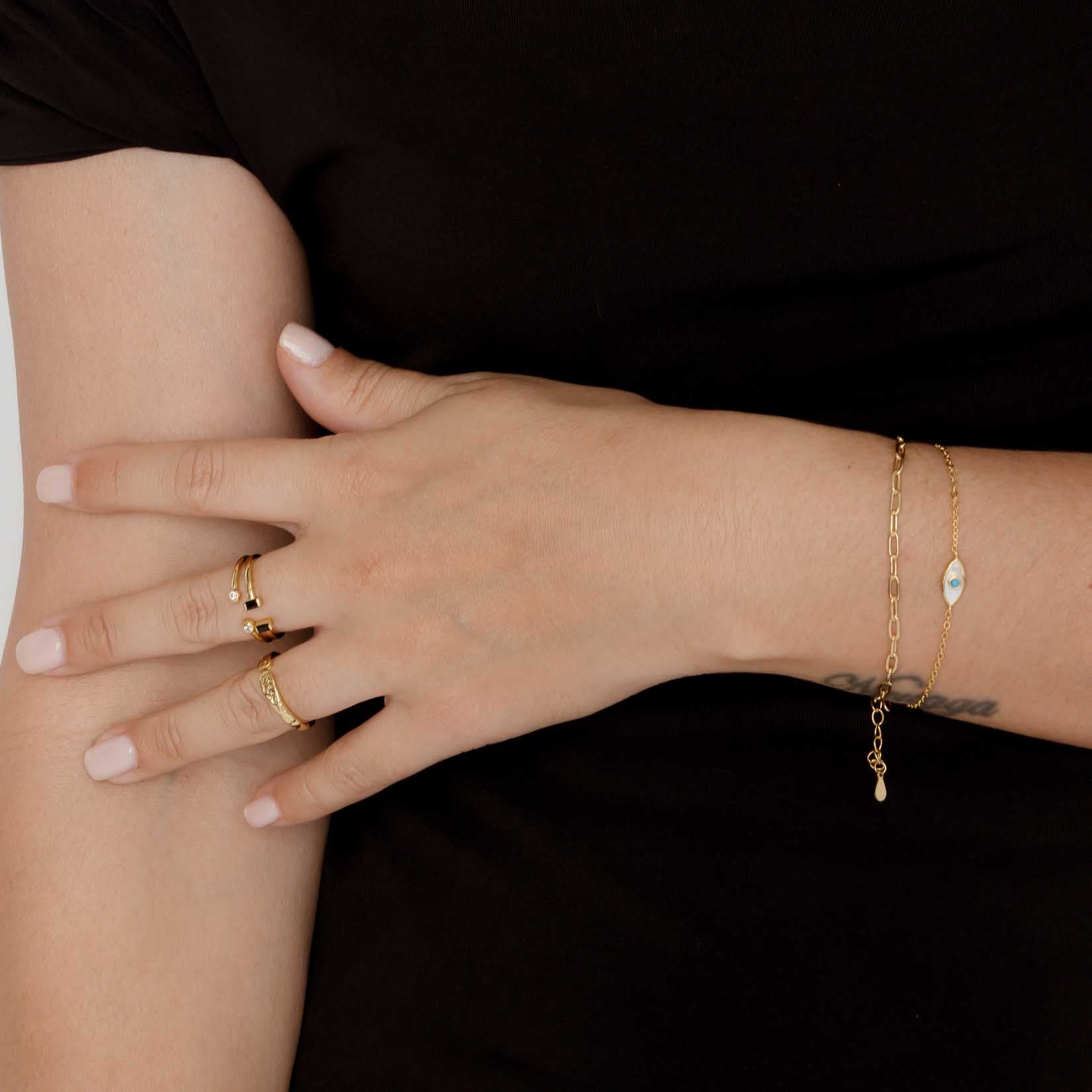 Evil Eye Mother Of Pearl Bracelet - Camile & Stone