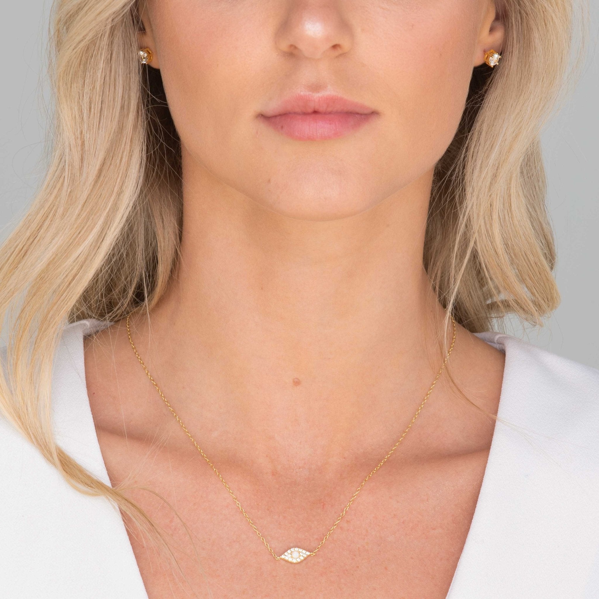 Evil Eye Opal Pave Necklace - Camile & Stone