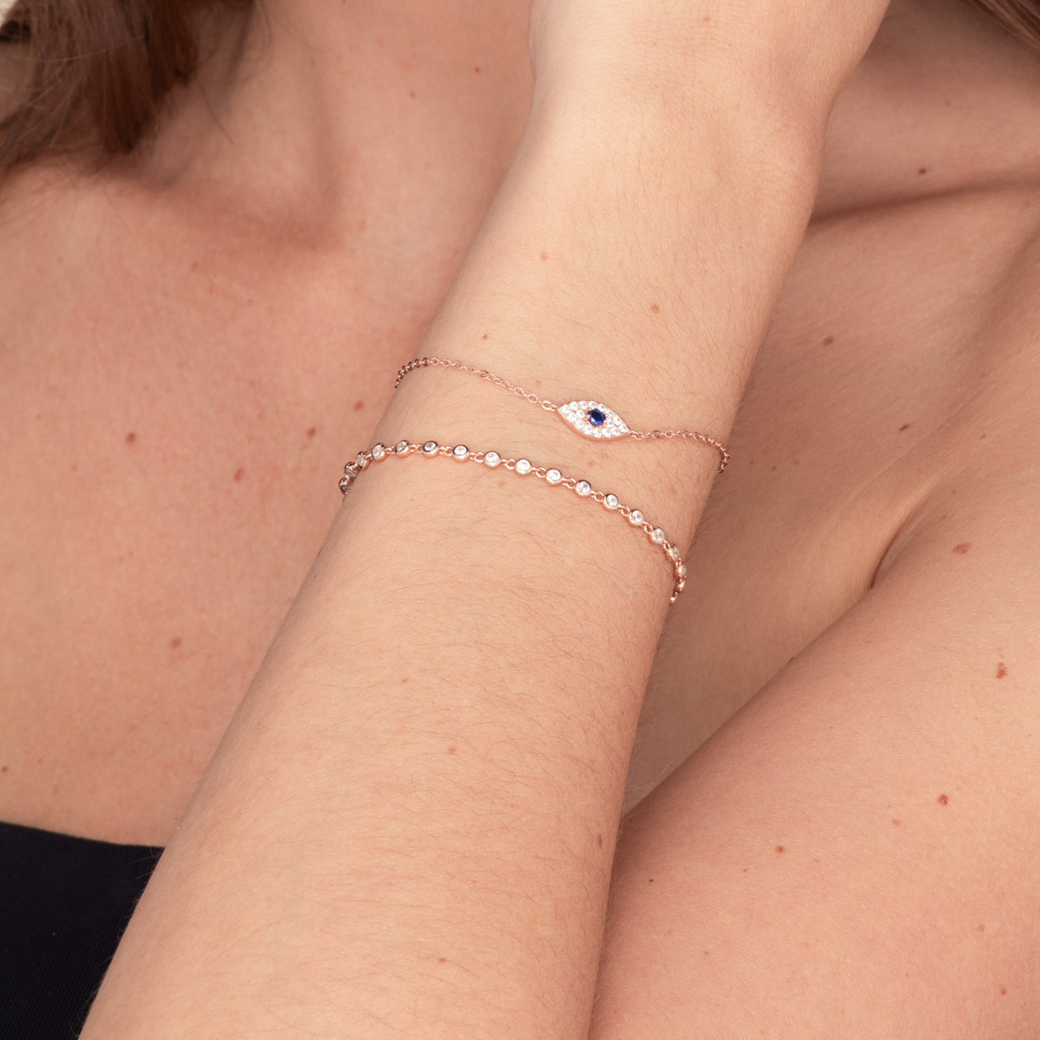 Evil Eye Pave Chain Bracelet - Camile & Stone