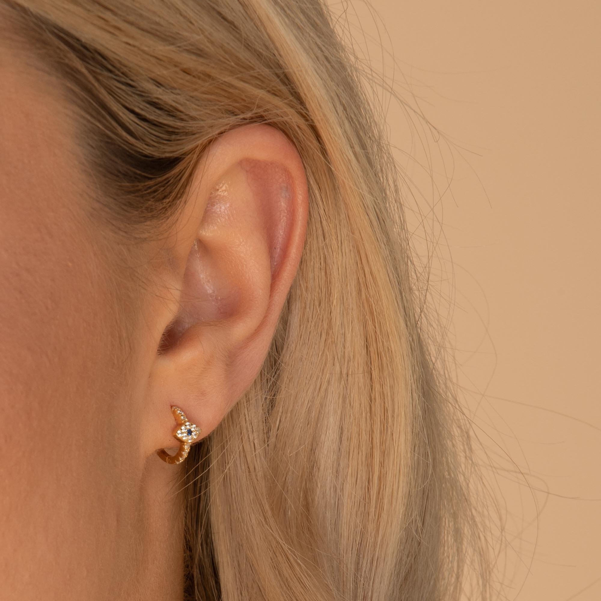 Evil Eye Sapphire Huggie Earrings - Camile & Stone