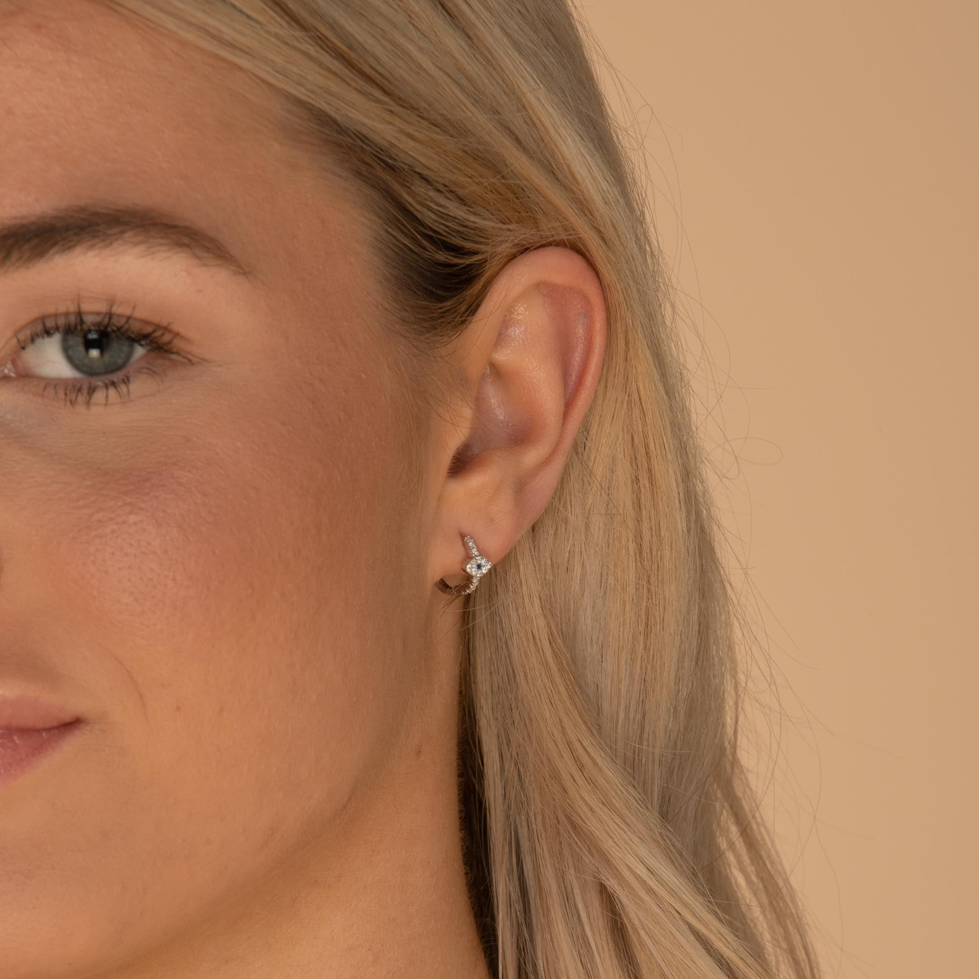 Evil Eye Sapphire Huggie Earrings - Camile & Stone