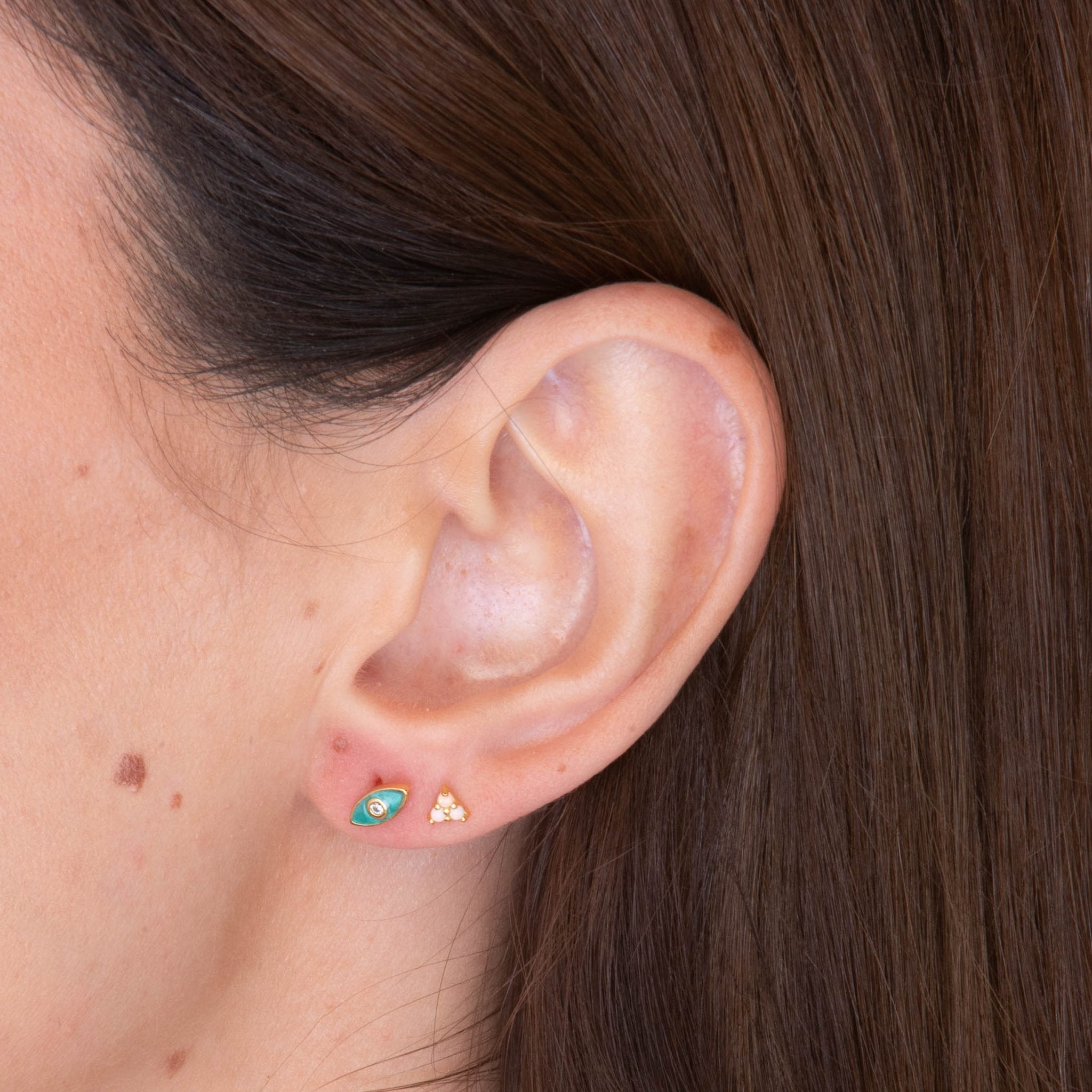 Evil Eye Teal Zirconia Stud Earrings - Camile & Stone