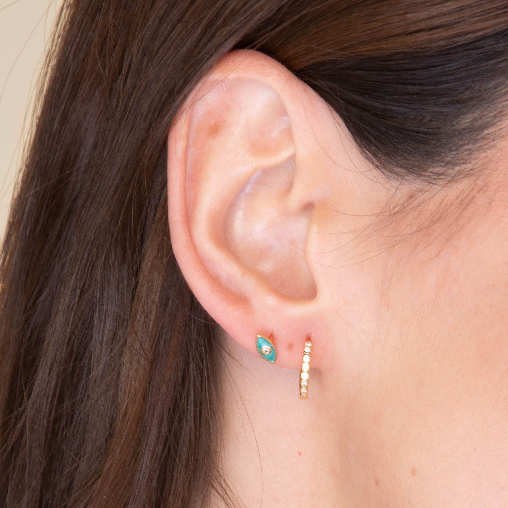 Evil Eye Teal Zirconia Stud Earrings - Camile & Stone