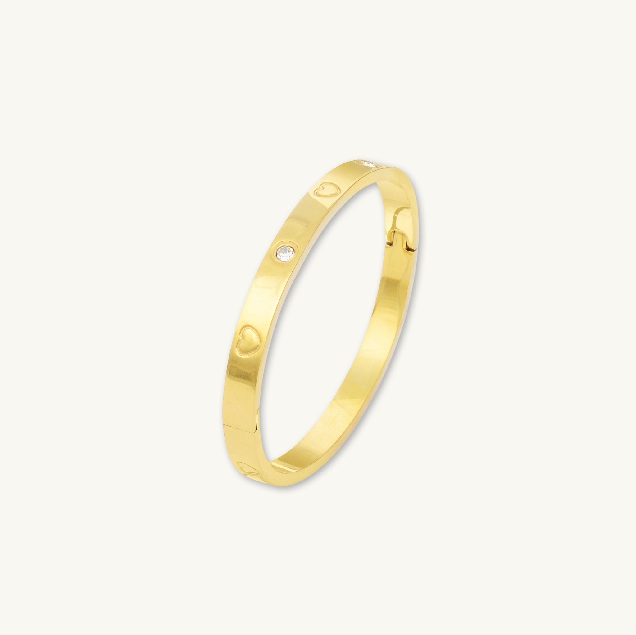 Heart Zirconia Hinged Bangle Bracelet - Camile & Stone