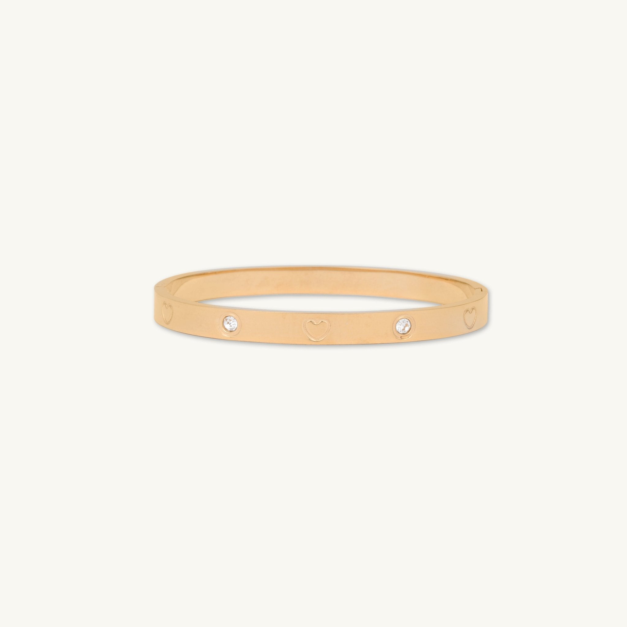 Heart Zirconia Hinged Bangle Bracelet - Camile & Stone