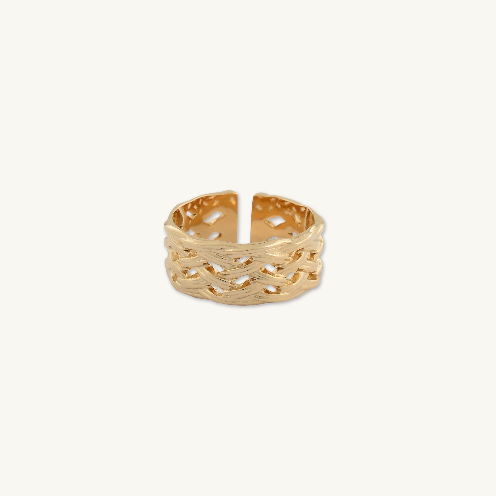 Isla Weave Statement Open Ring - Camile & Stone