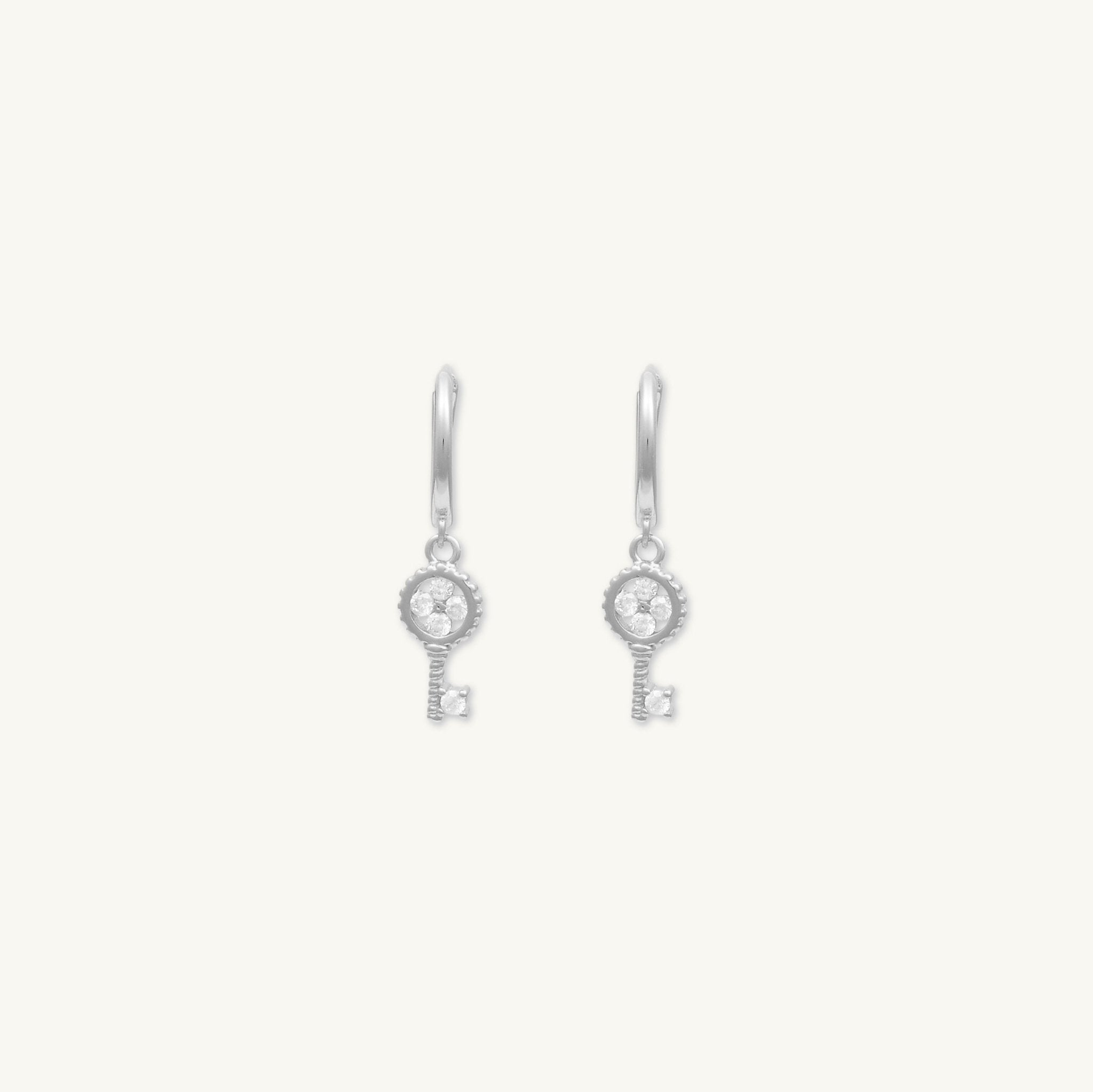 Key Clover Hoop Huggie Earrings - Camile & Stone