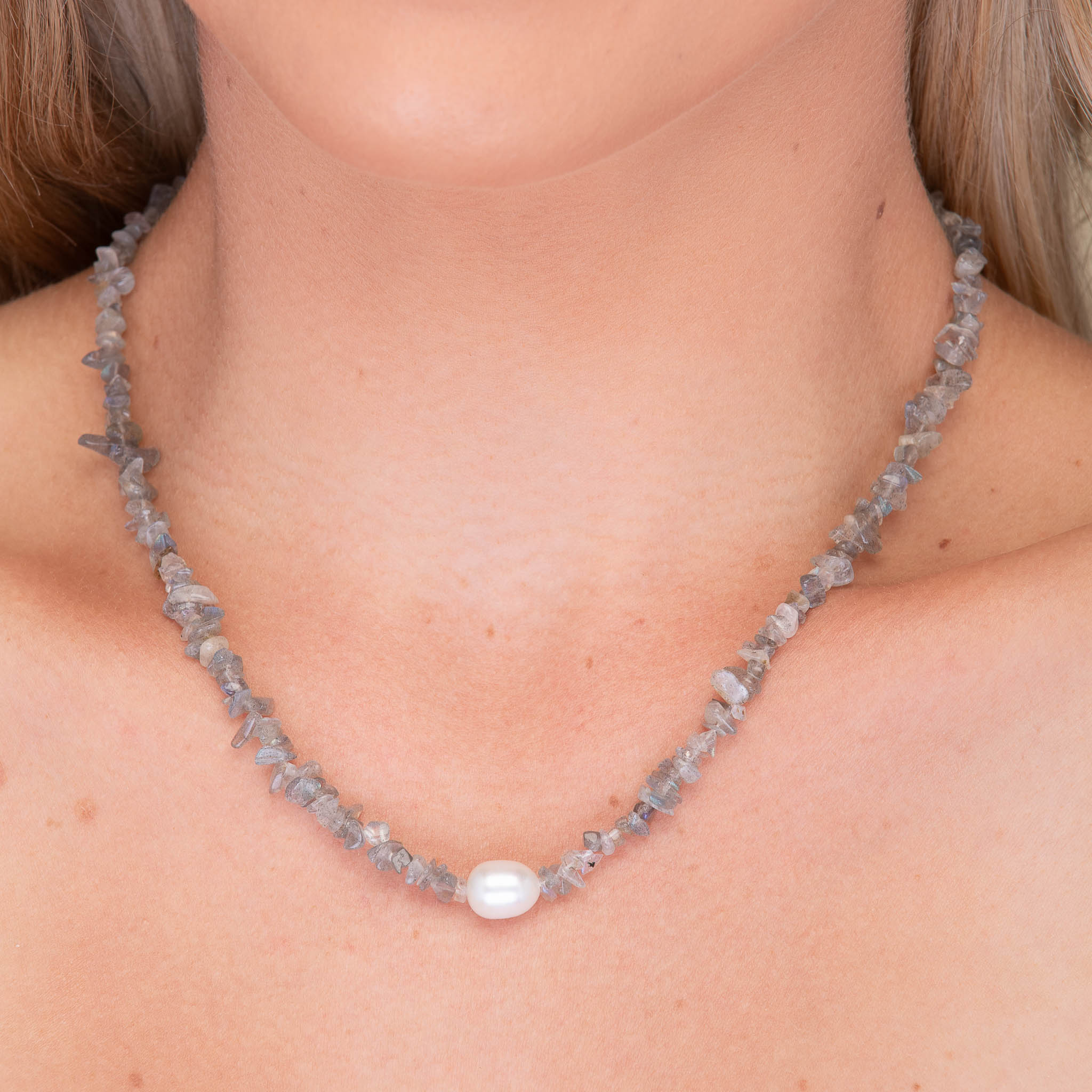 Labradorite Stone Pearl Necklace - Camile & Stone